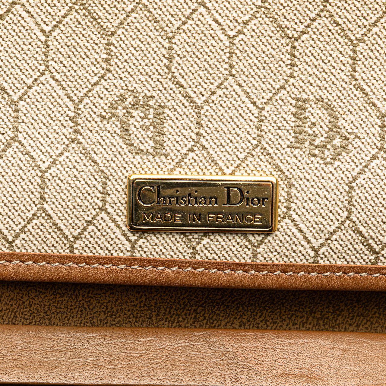 Dior Honeycomb Canvas Chain Shoulder Bag Bruin
