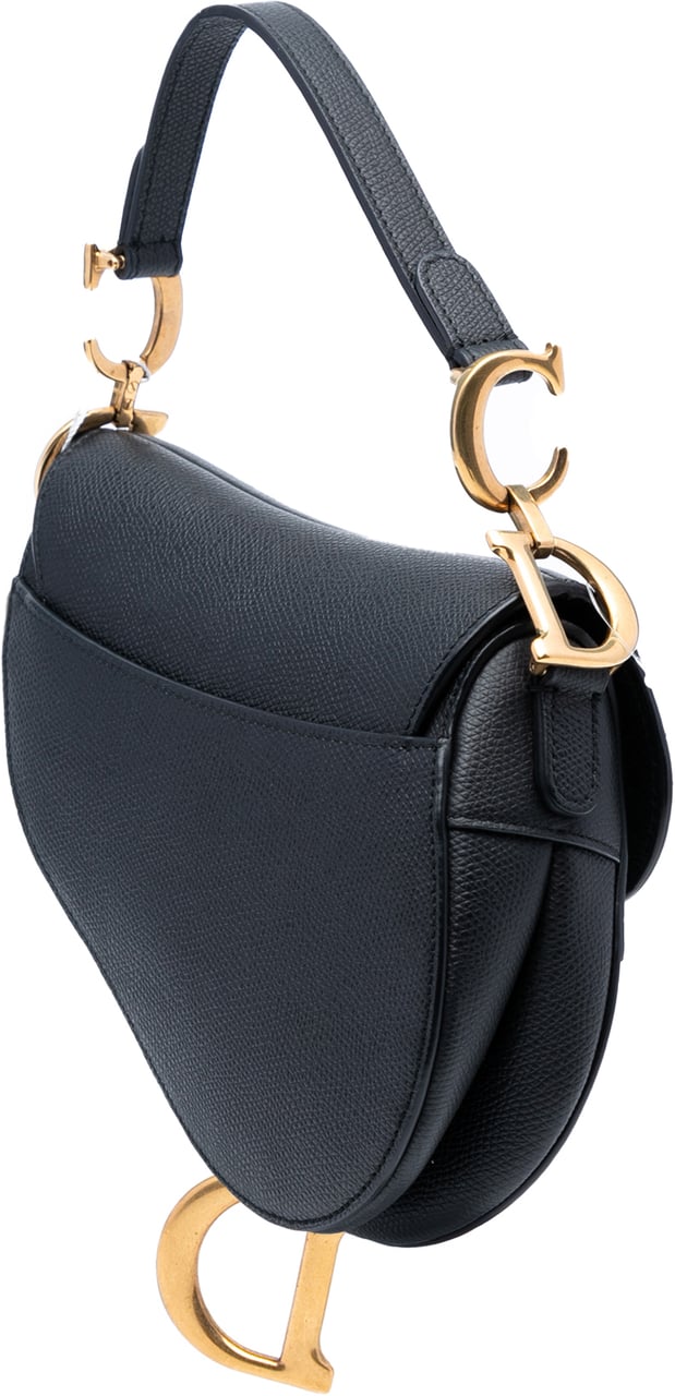 Dior Mini Grained Calfskin Saddle Bag Zwart
