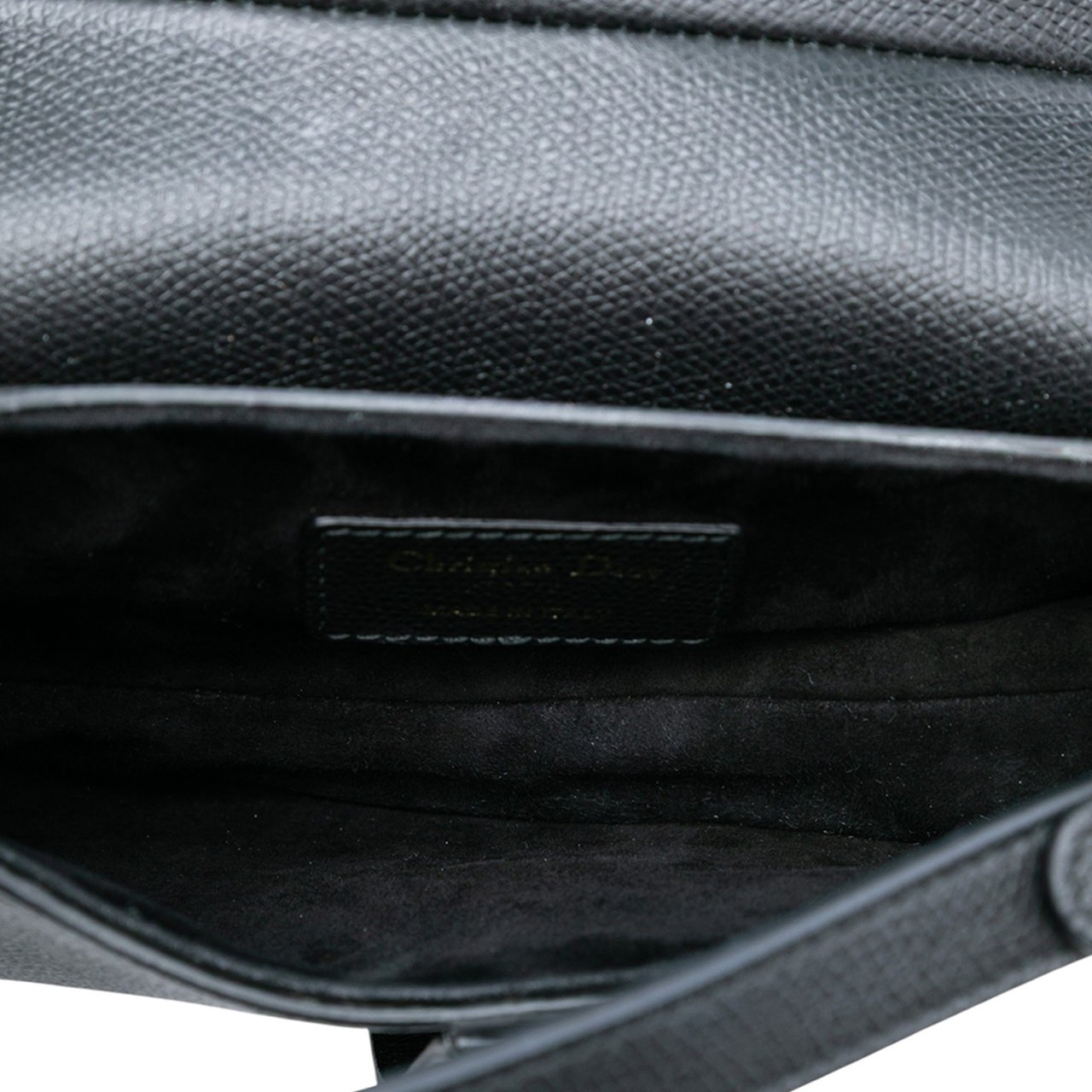Dior Mini Grained Calfskin Saddle Bag Zwart