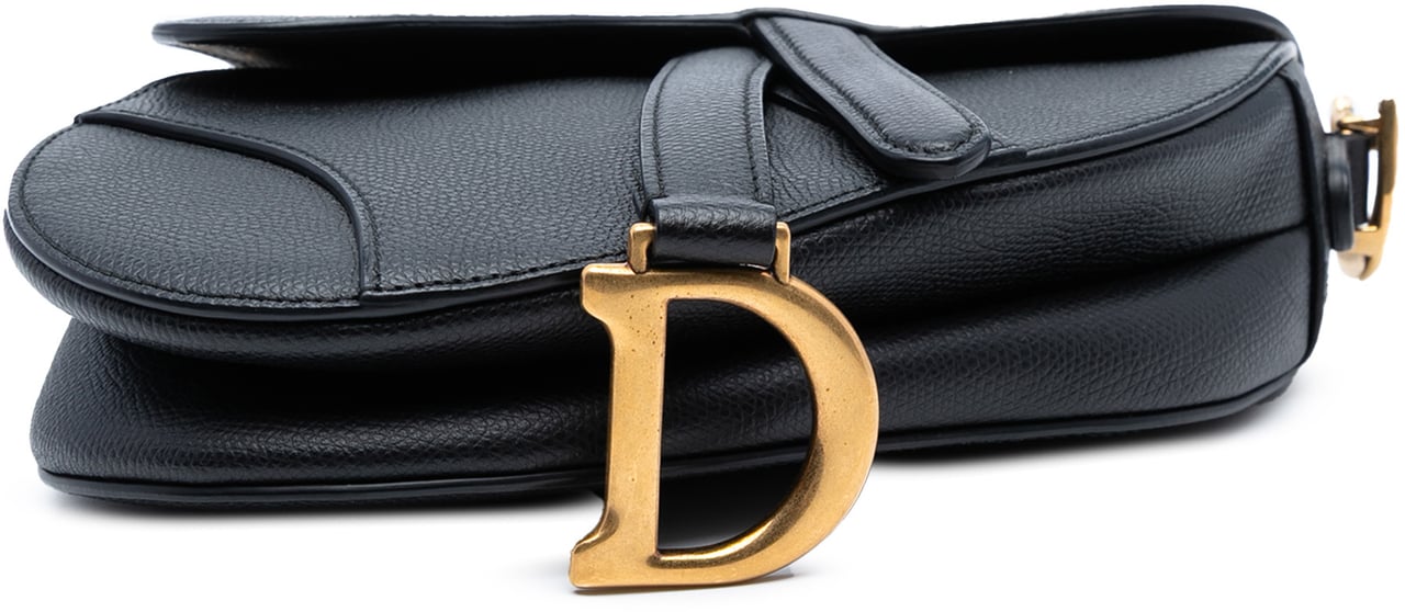 Dior Mini Grained Calfskin Saddle Bag Zwart