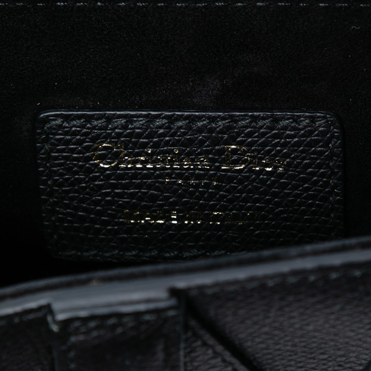 Dior Mini Grained Calfskin Saddle Bag Zwart