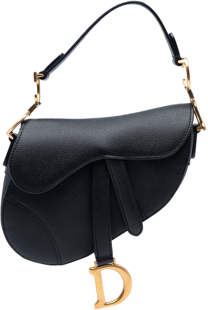 Dior Mini Grained Calfskin Saddle Bag Zwart