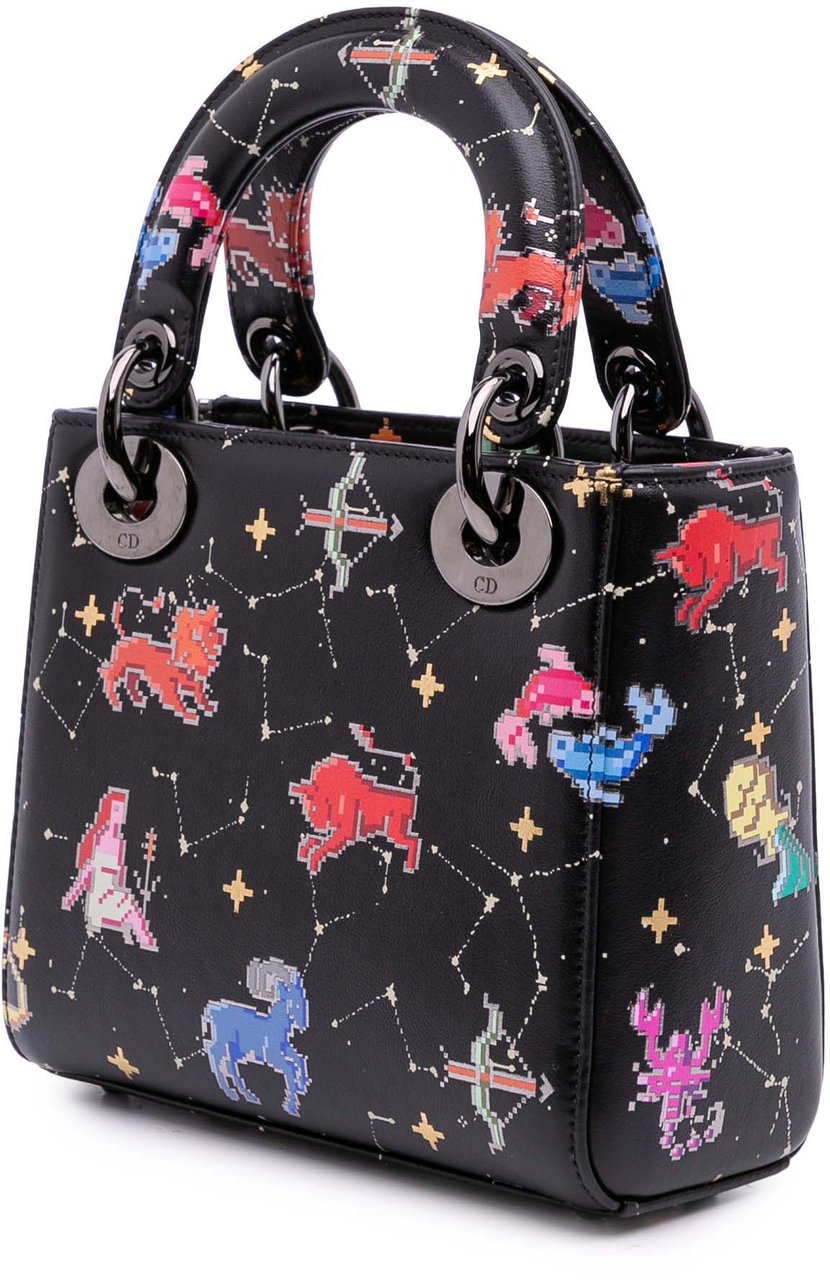Dior Mini Calfskin Pixel Zodiac Lady Dior Zwart