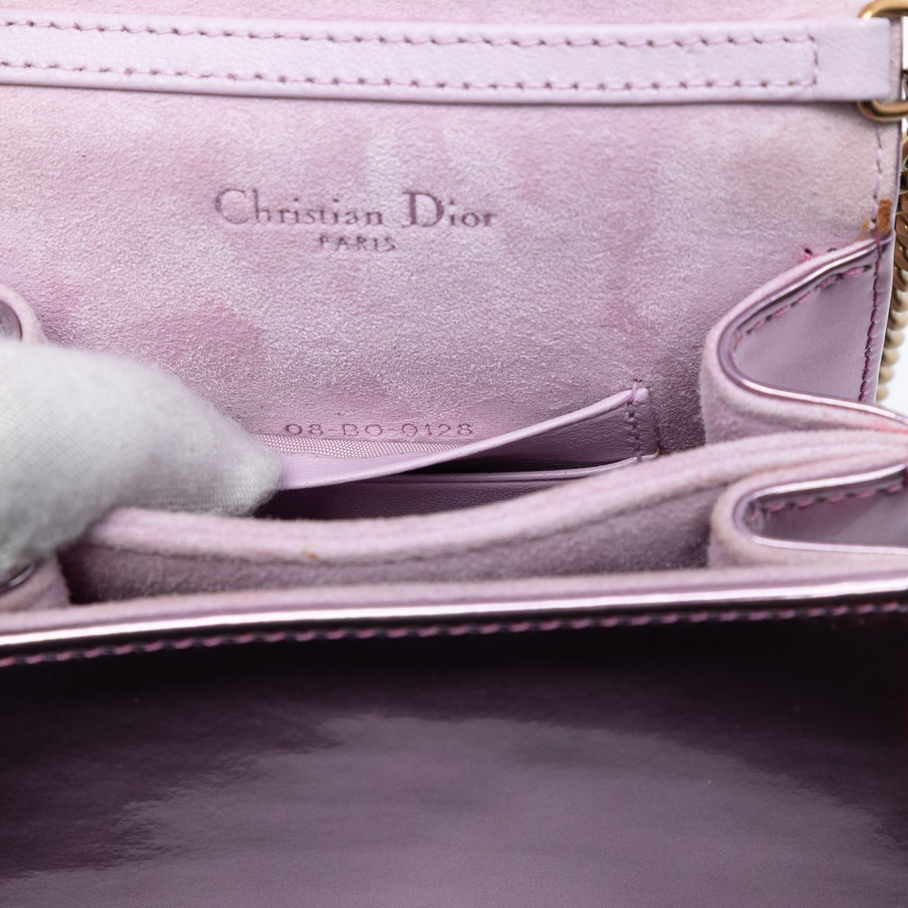 Dior Metallic Studded Calfskin Vertical Diorama Roze