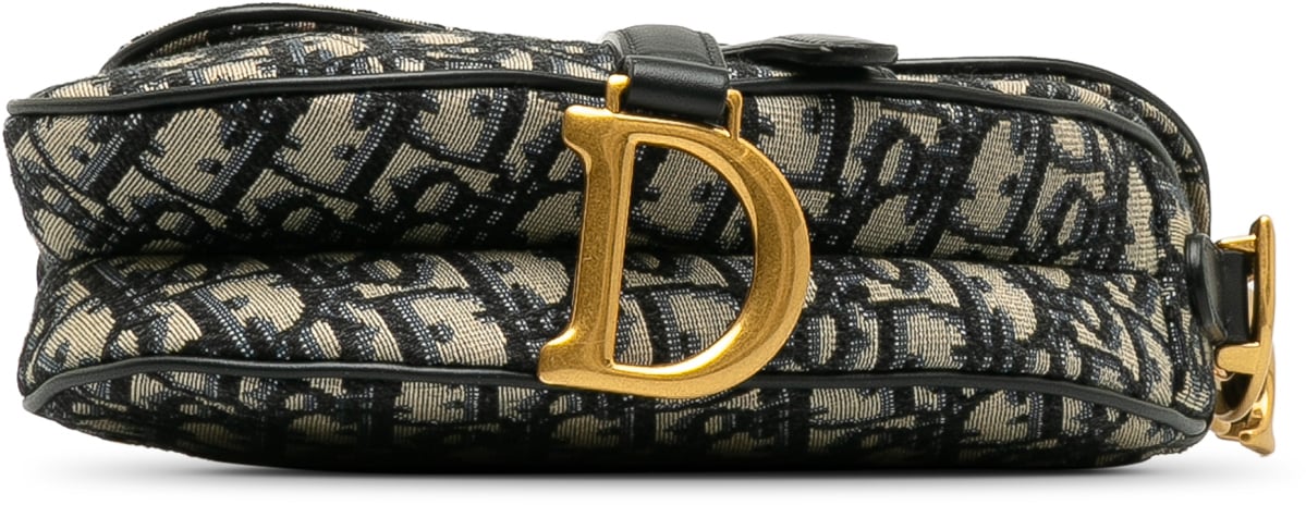 Dior Mini Oblique Canvas Saddle Bag Blauw