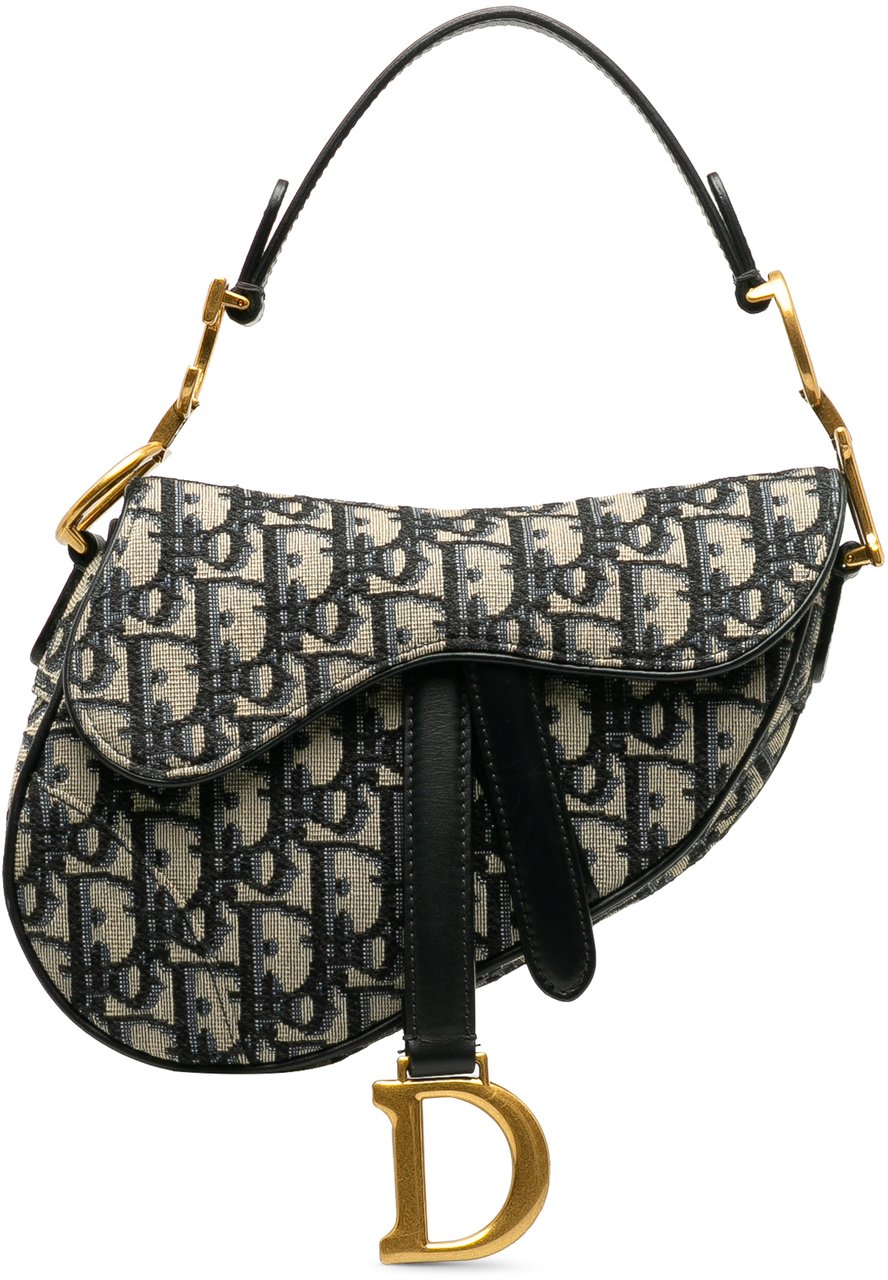 Dior Mini Oblique Canvas Saddle Bag Blauw