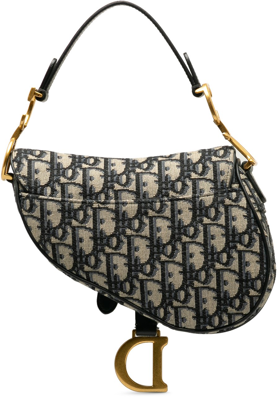 Dior Mini Oblique Canvas Saddle Bag Blauw