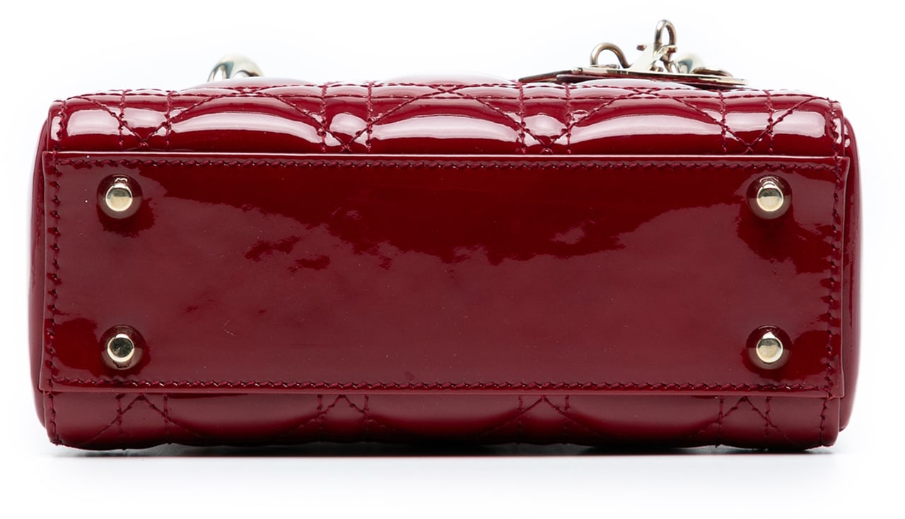 Dior Mini Patent Cannage Lady Dior Rood