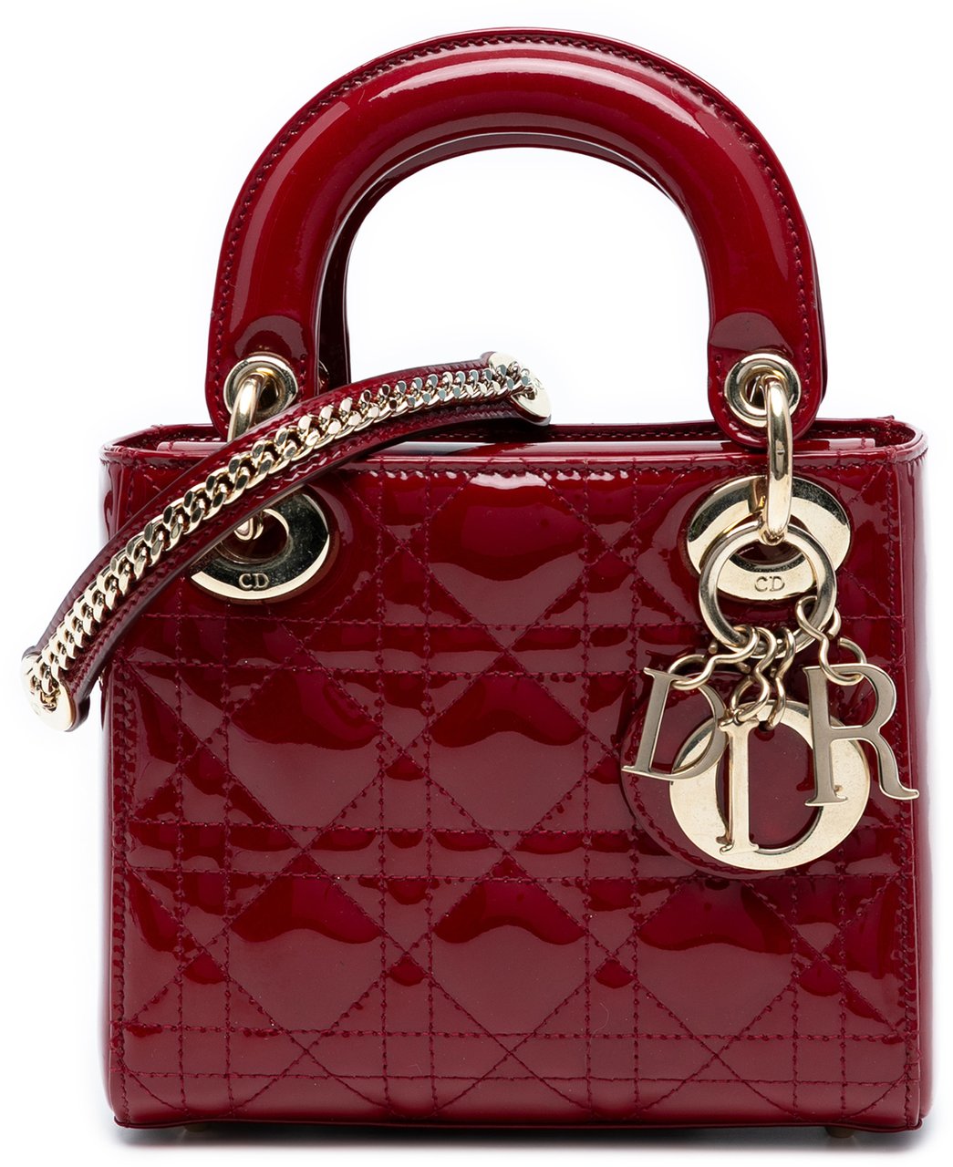 Dior Mini Patent Cannage Lady Dior Rood