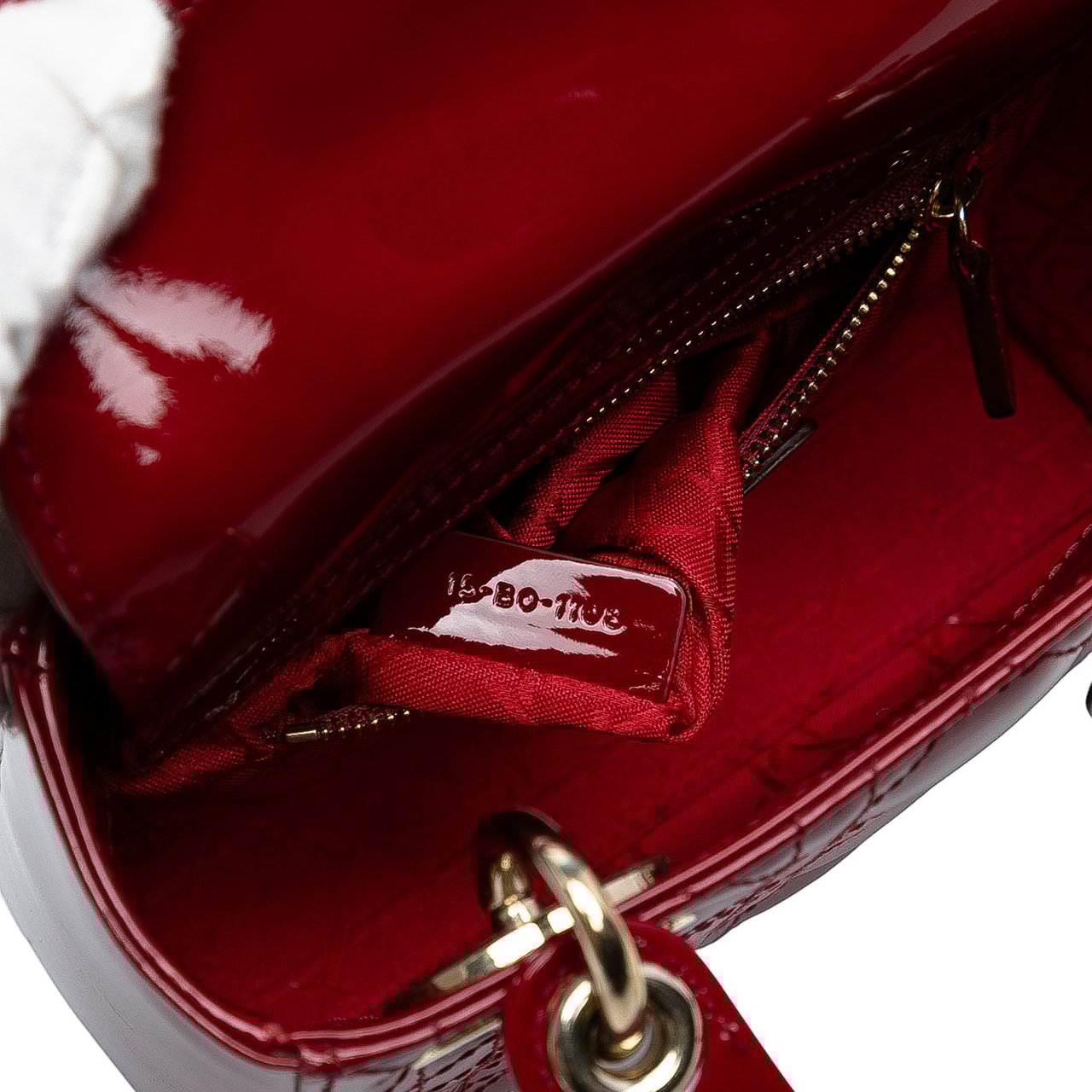 Dior Mini Patent Cannage Lady Dior Rood