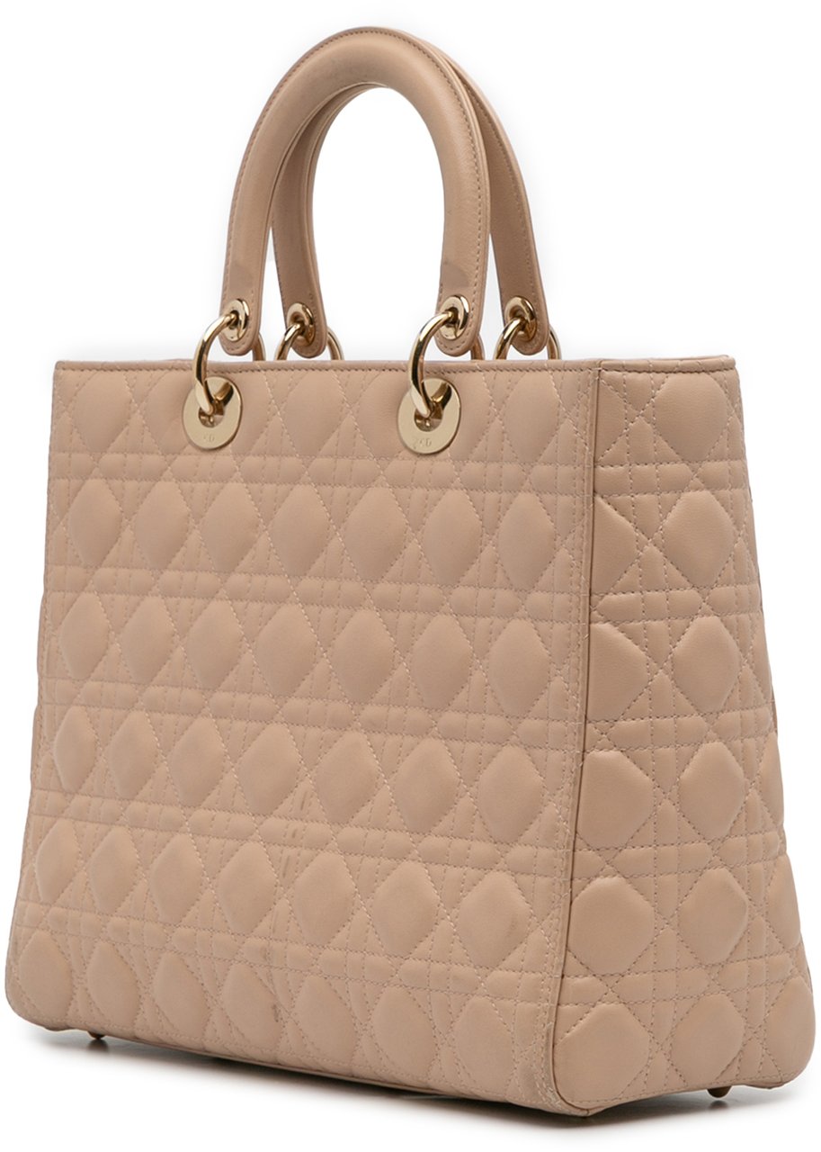 Dior Large Lambskin Cannage Lady Dior Bruin
