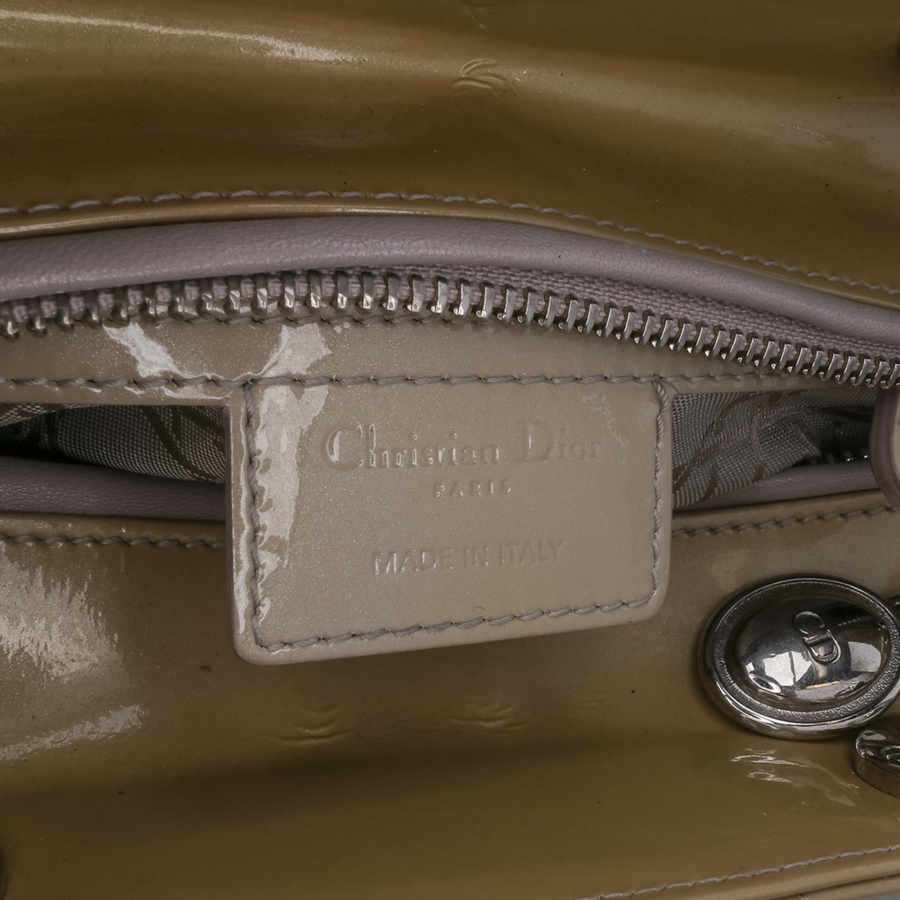 Dior Medium Patent Cannage Lady Dior Bruin