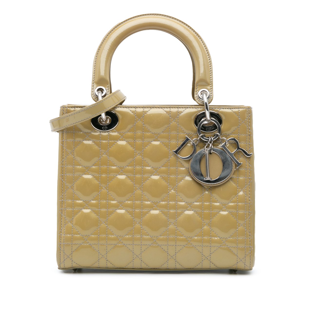 Dior Medium Patent Cannage Lady Dior Bruin