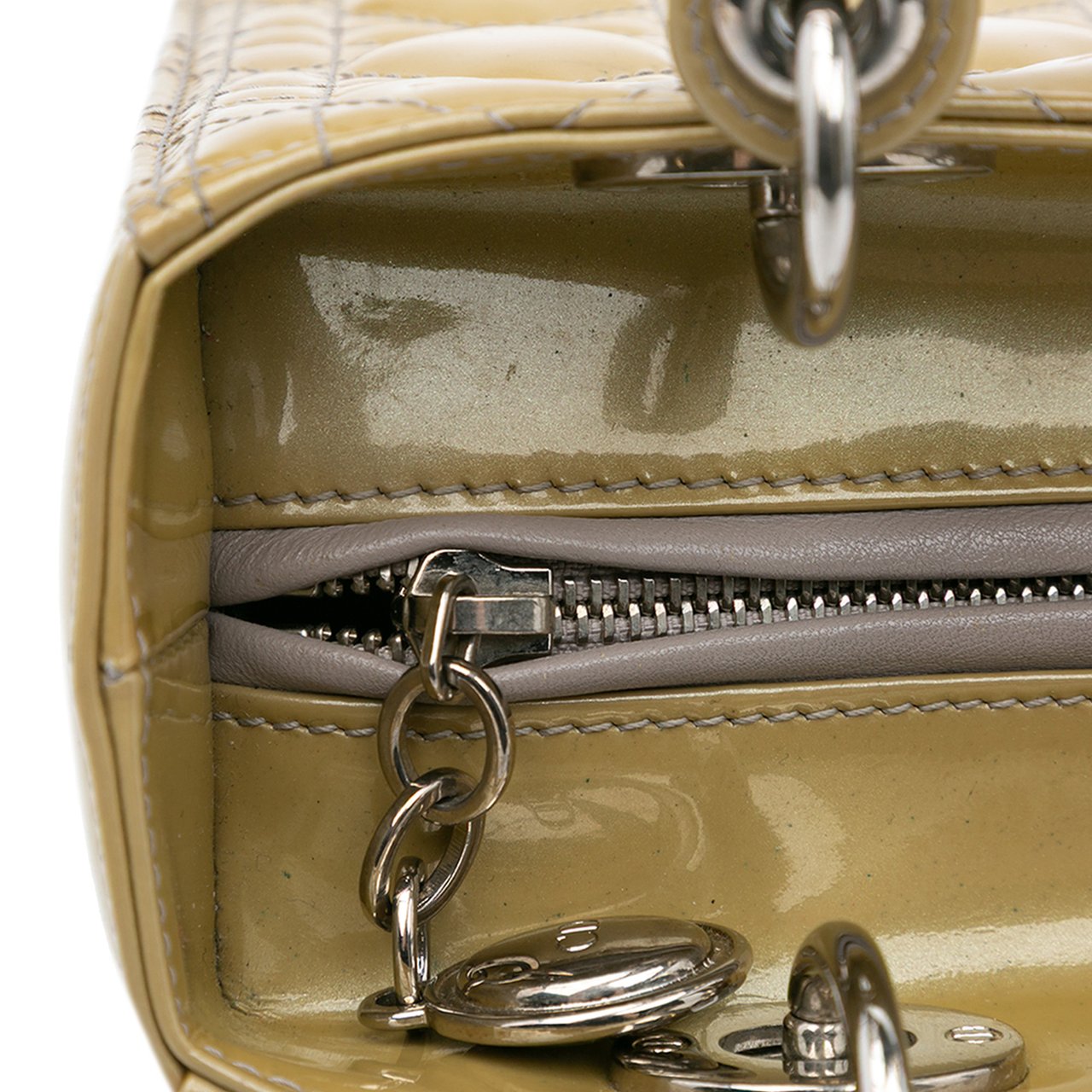 Dior Medium Patent Cannage Lady Dior Bruin
