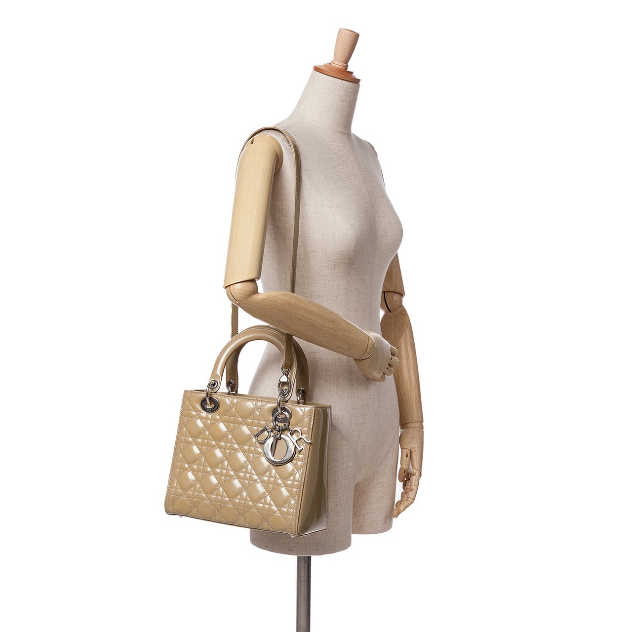 Dior Medium Patent Cannage Lady Dior Bruin