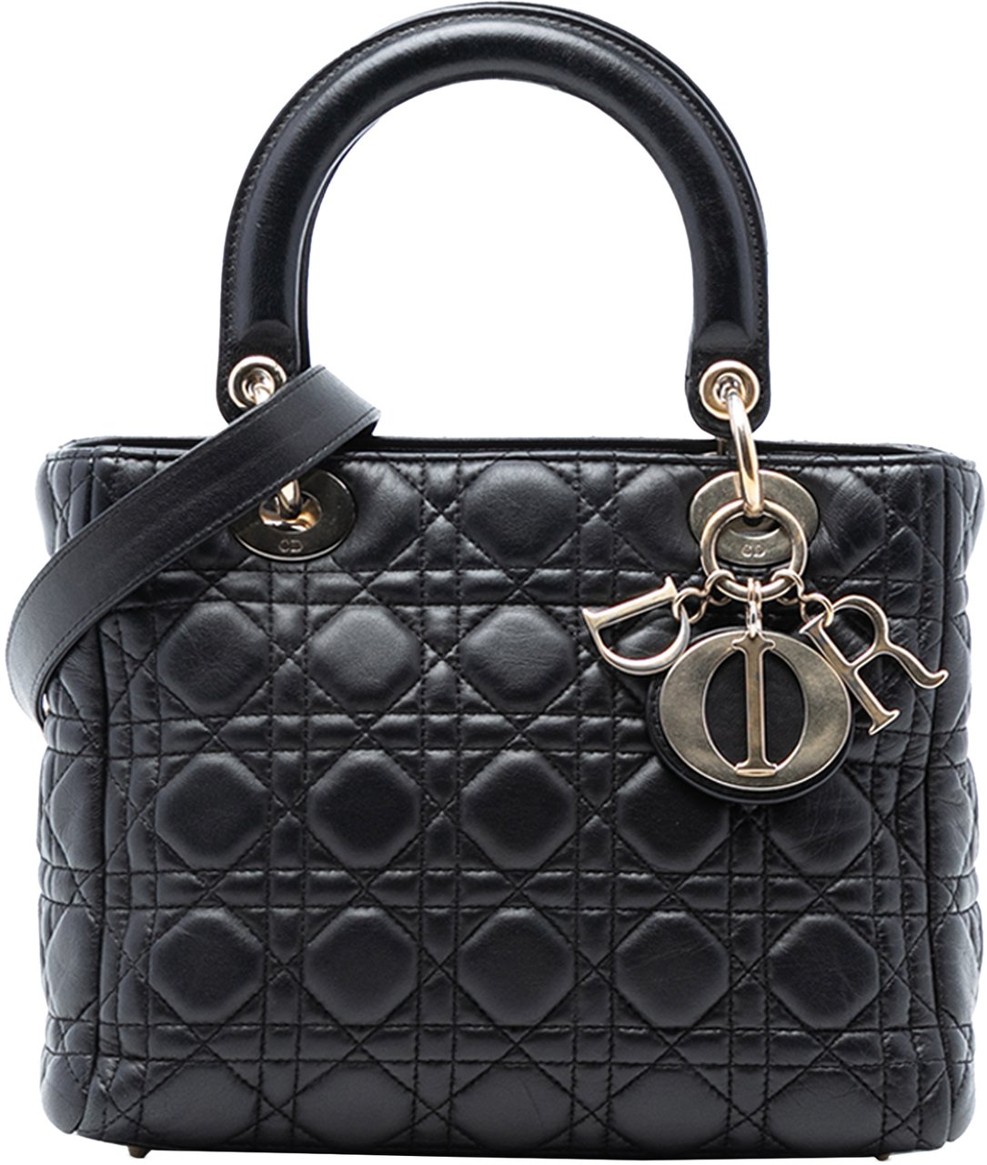 Dior Medium Lambskin Cannage Lady Dior Zwart