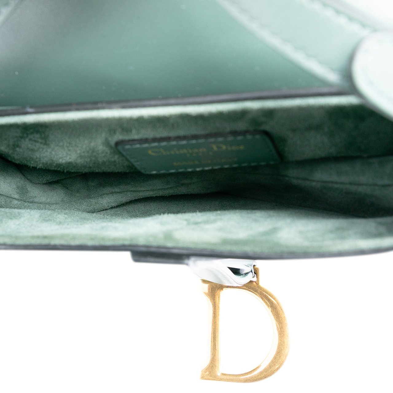 Dior Mini Smooth Calfskin Saddle Bag Groen