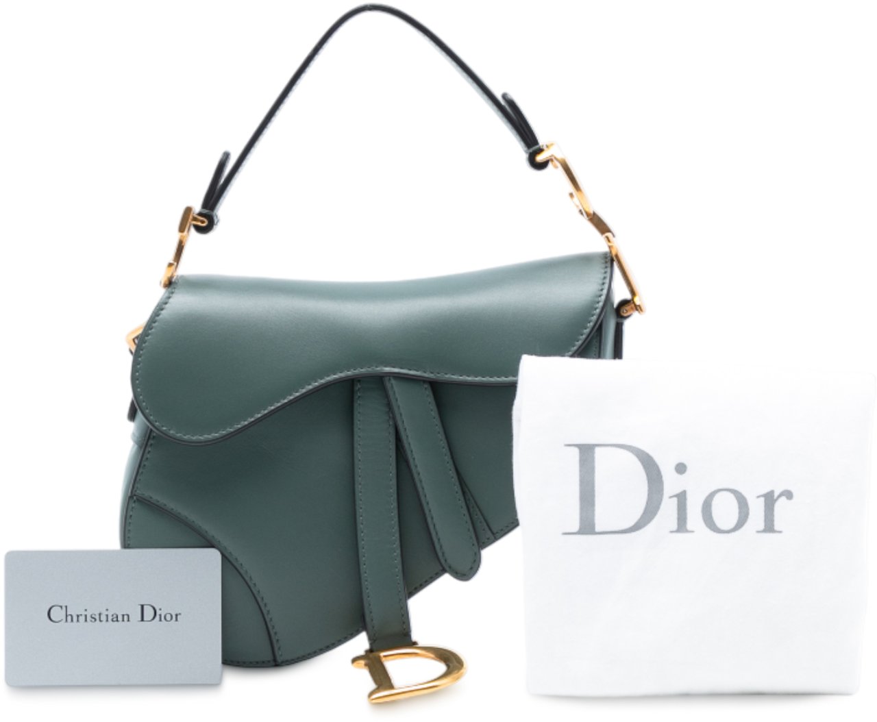 Dior Mini Smooth Calfskin Saddle Bag Groen