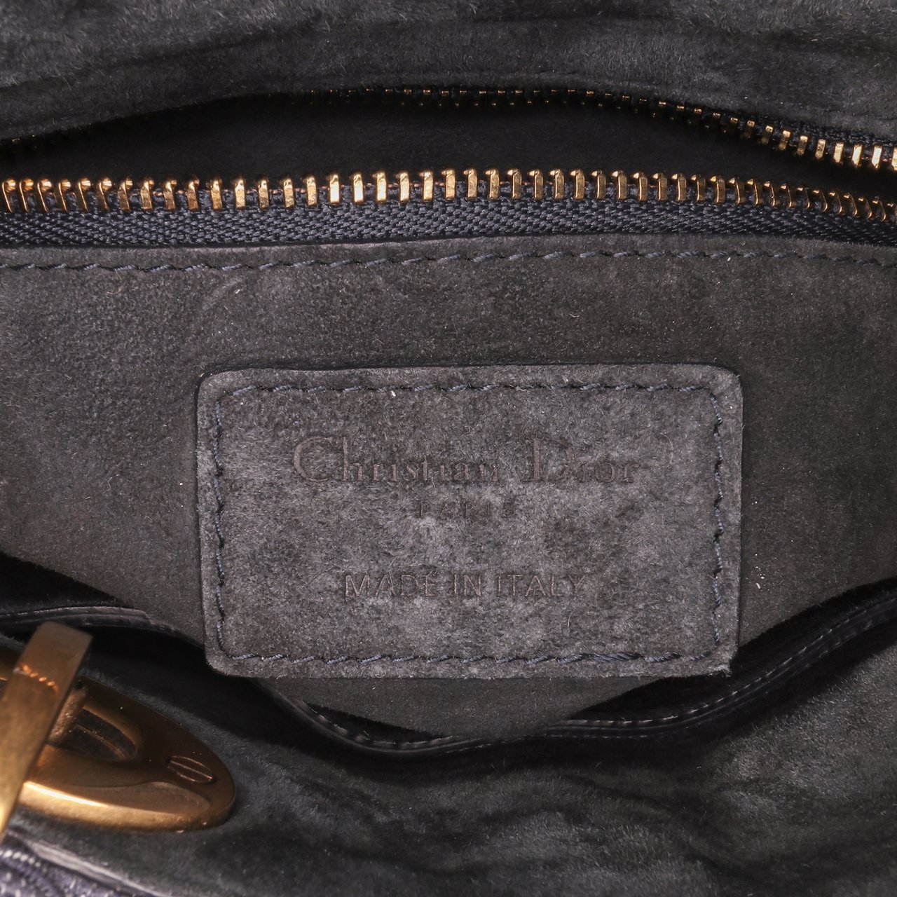 Dior Mini Denim Cannage Studded Supple Lady Dior Blauw