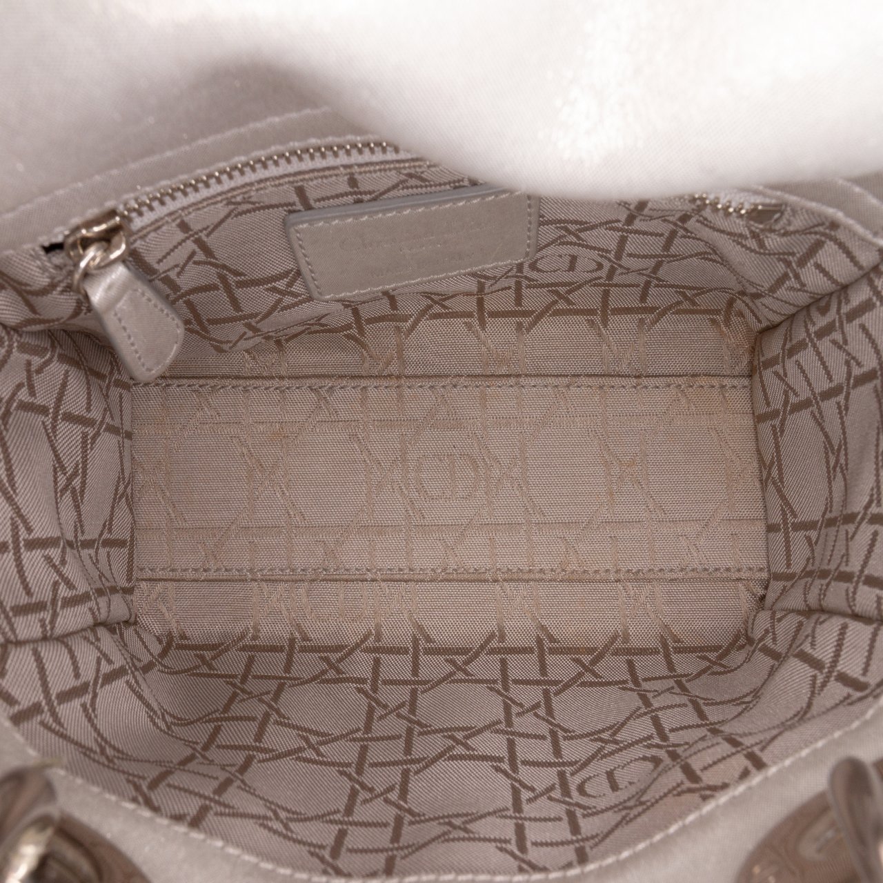 Dior Mini Iridescent Lambskin Cannage Lady Dior Zilver