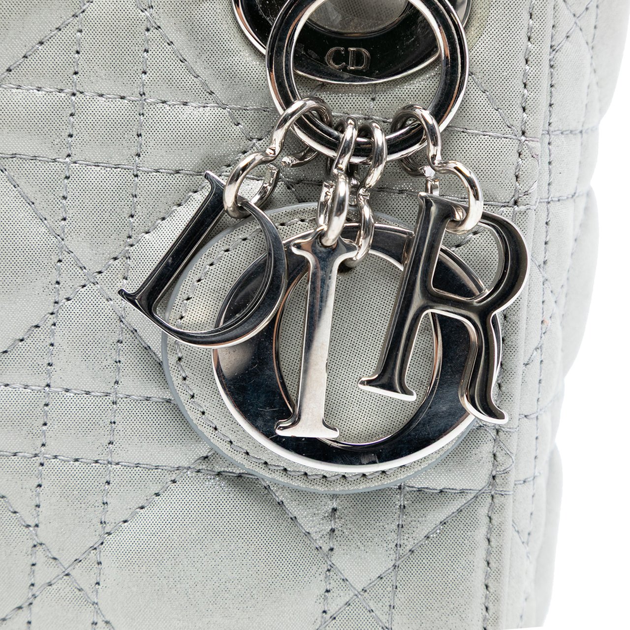 Dior Mini Iridescent Lambskin Cannage Lady Dior Zilver