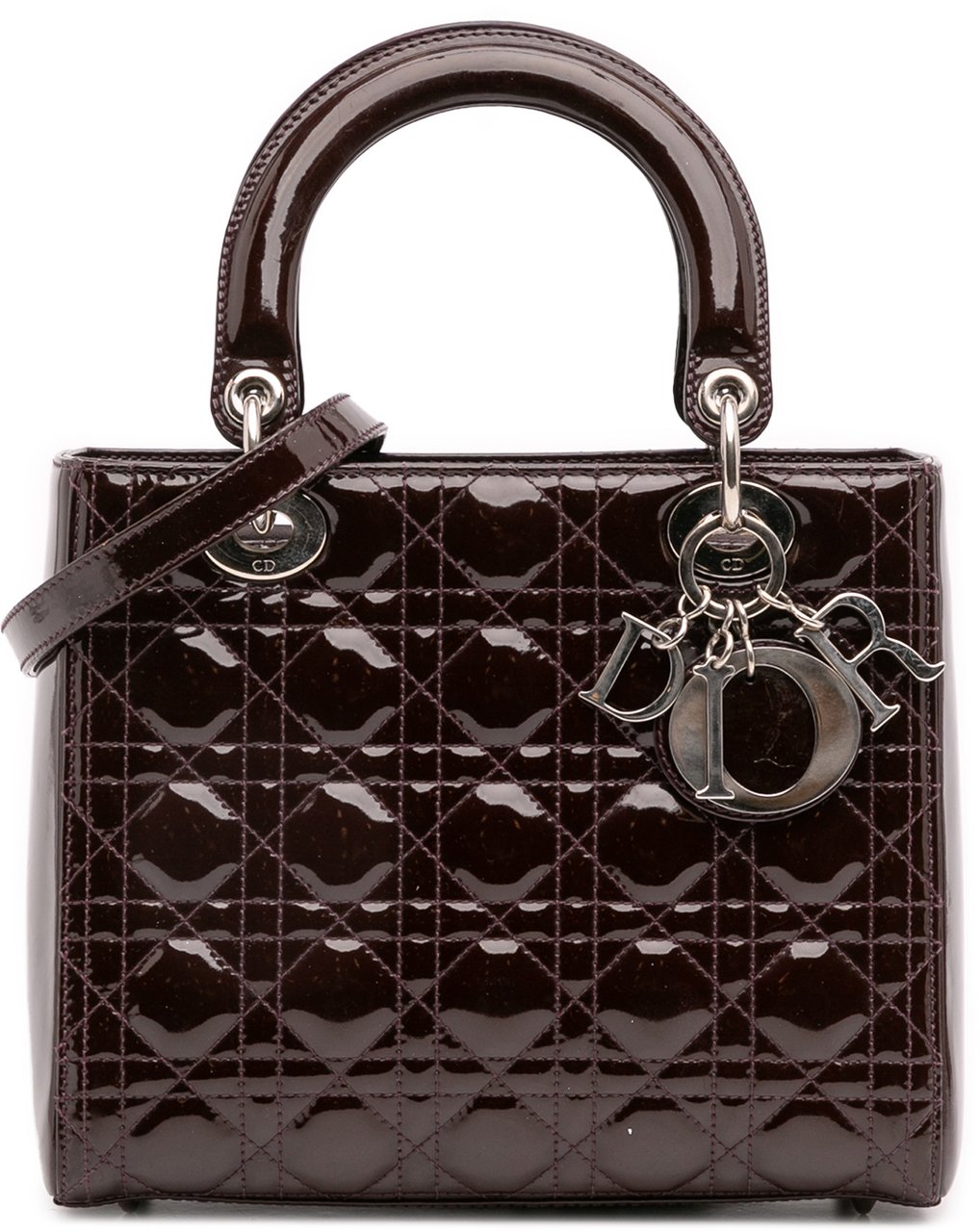 Dior Medium Patent Cannage Lady Dior Rood