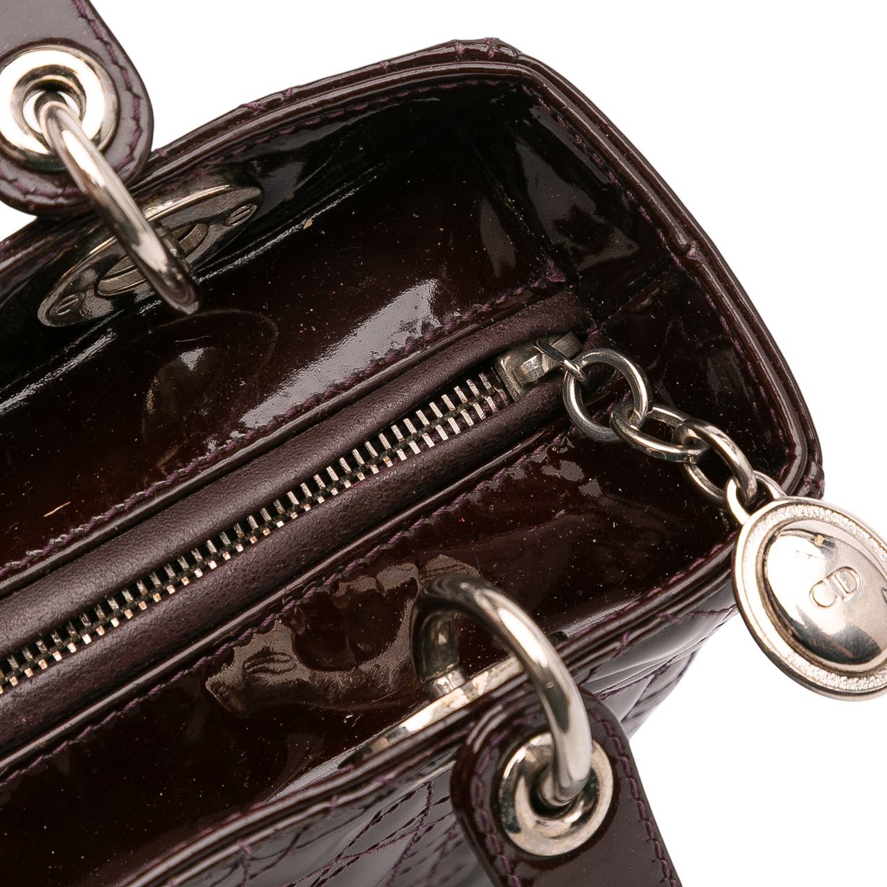 Dior Medium Patent Cannage Lady Dior Rood