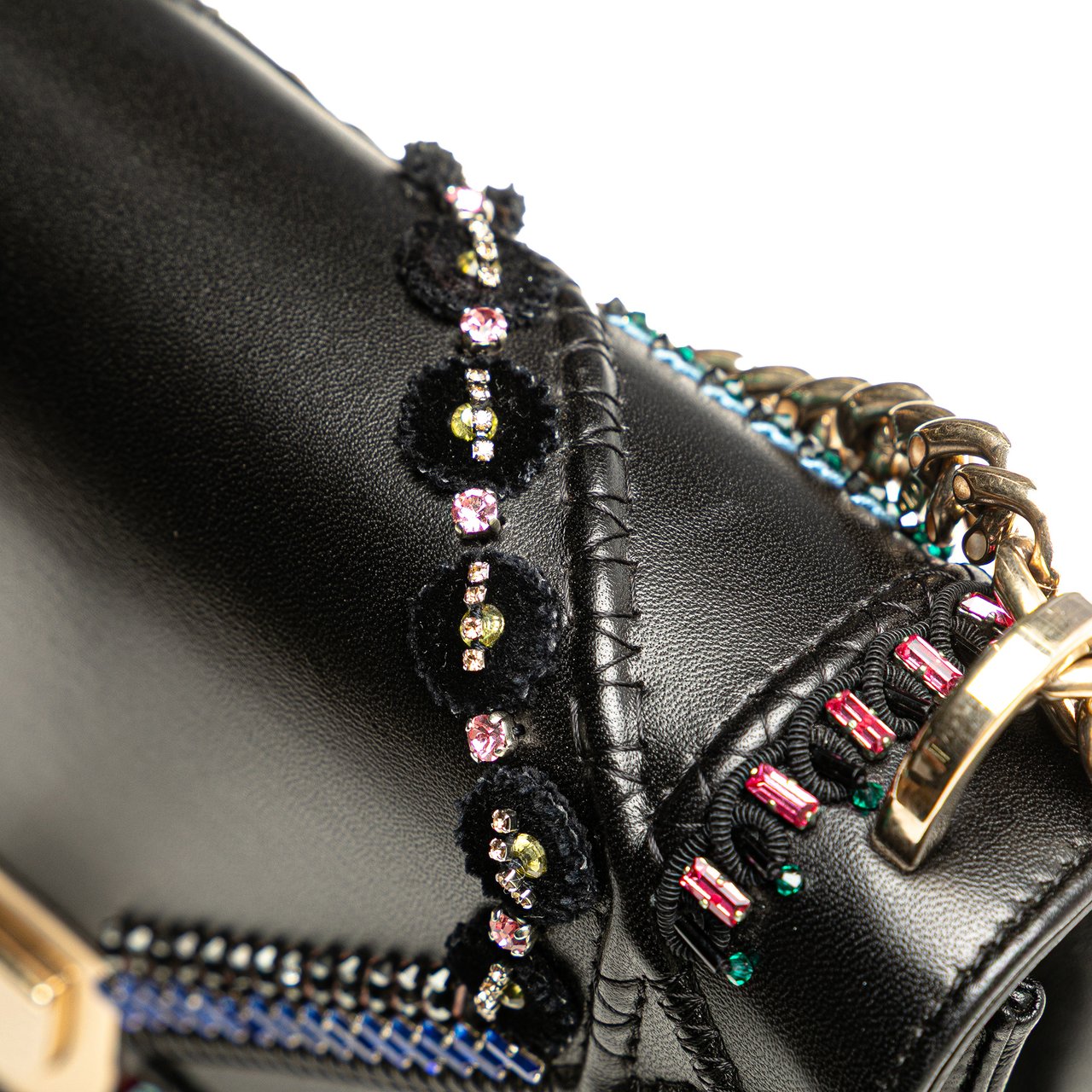 Dior Medium Calfskin Crystal Embroidered Diorama Flap Zwart