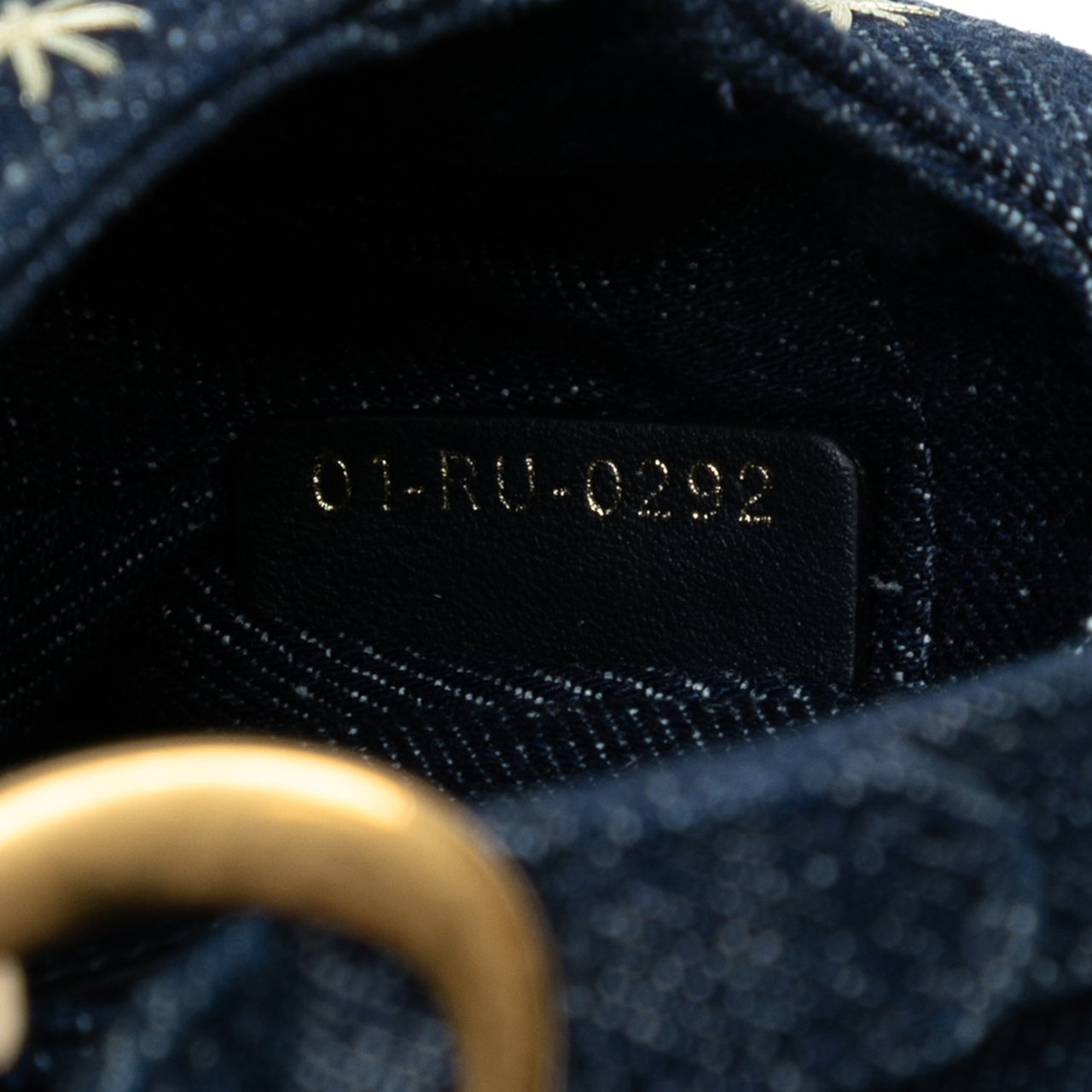 Dior Micro Denim Embroidered Saddle Bag Blauw