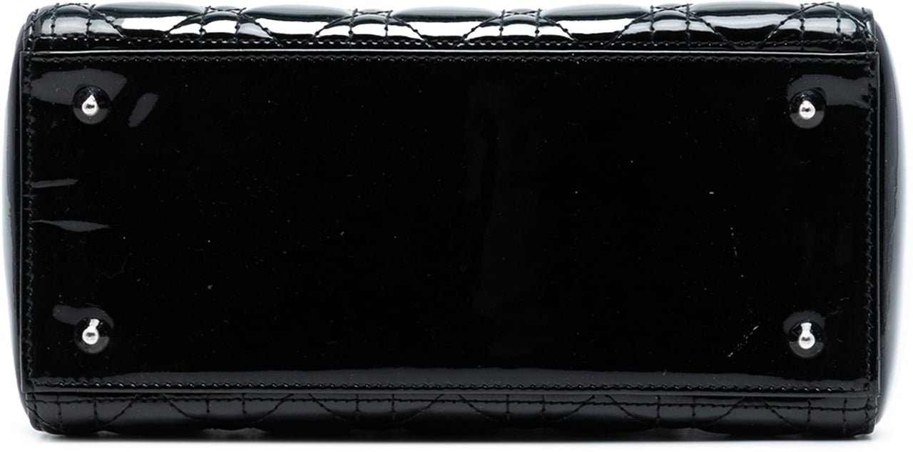 Dior Medium Patent Cannage Lady Dior Zwart