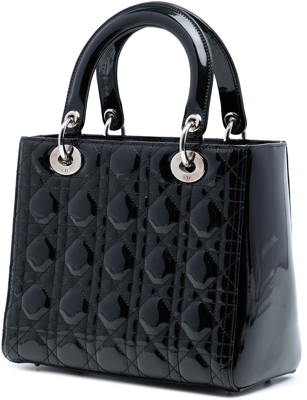 Dior Medium Patent Cannage Lady Dior Zwart