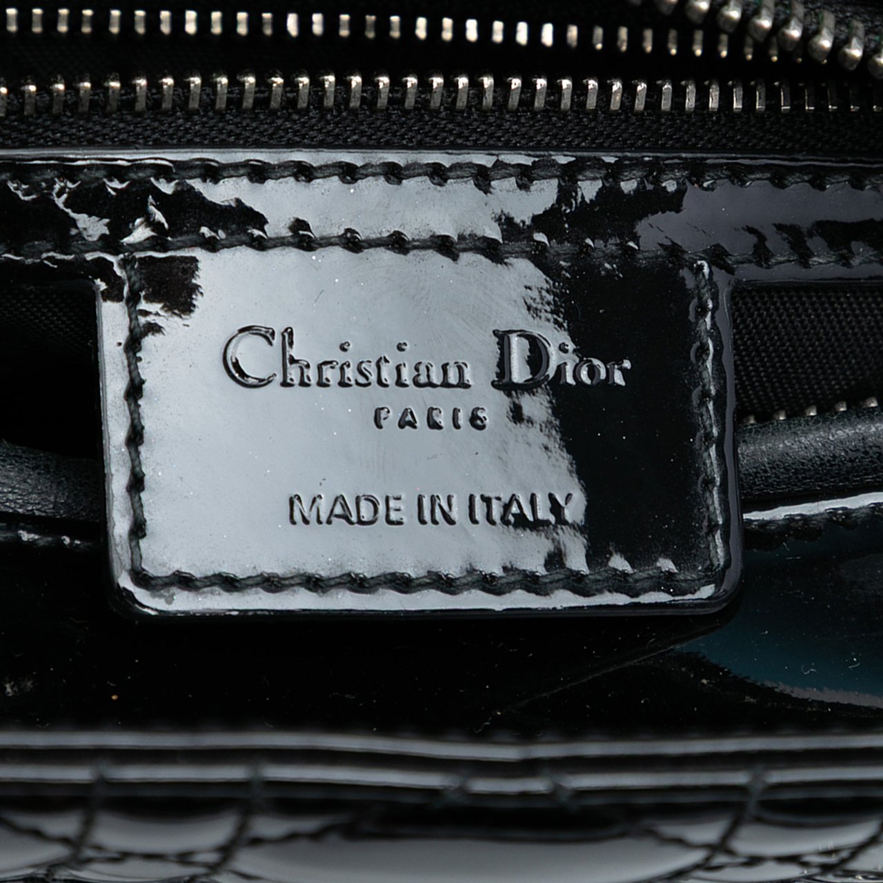 Dior Medium Patent Cannage Lady Dior Zwart