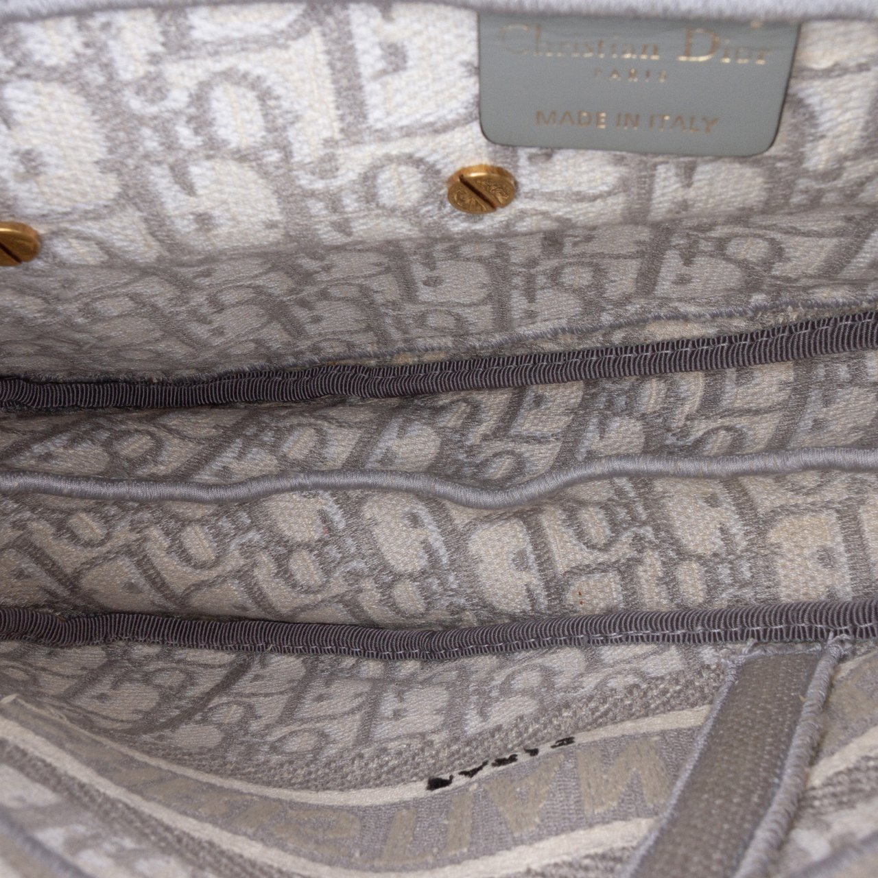 Dior Oblique Canvas Embroidered Saddle Bag Grijs