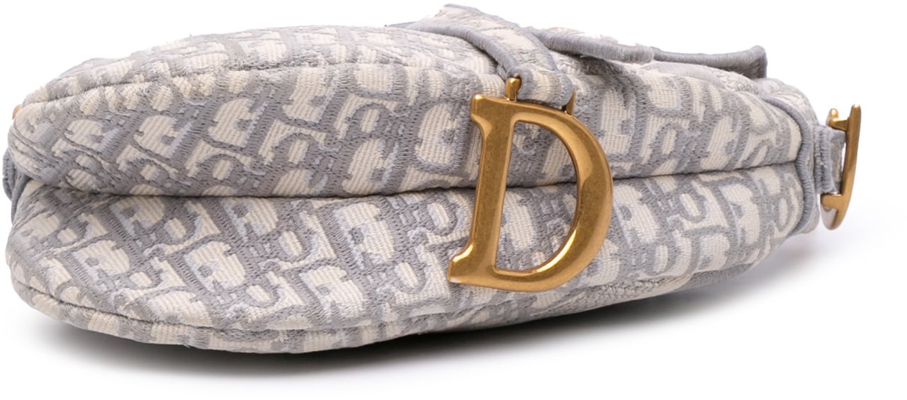 Dior Oblique Canvas Embroidered Saddle Bag Grijs