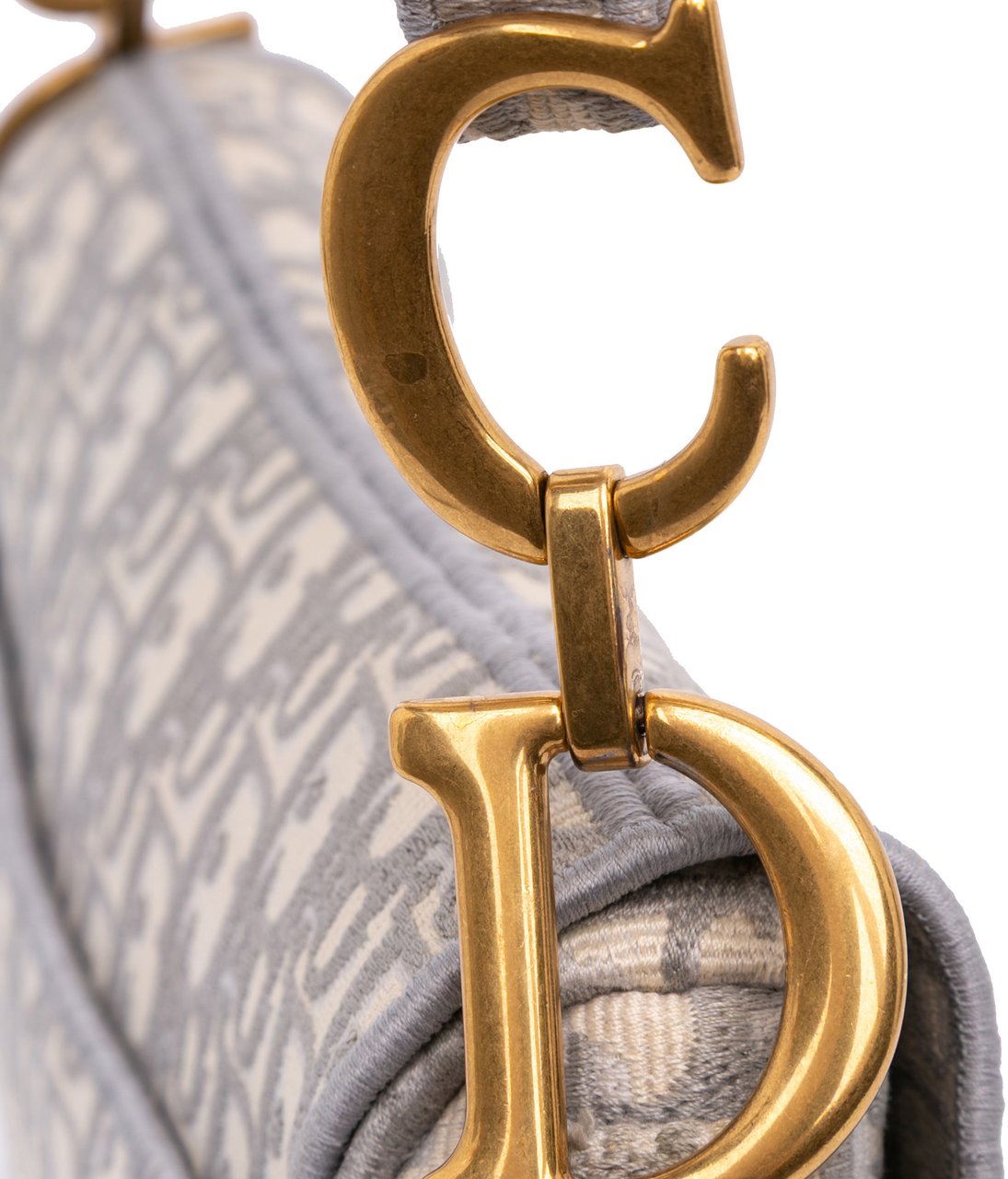 Dior Oblique Canvas Embroidered Saddle Bag Grijs