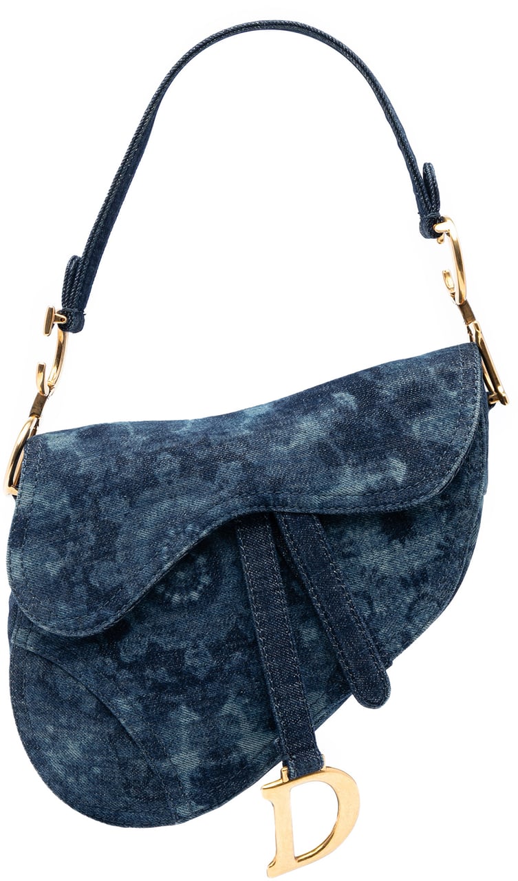 Dior Denim Tie Dye Saddle Bag Blauw
