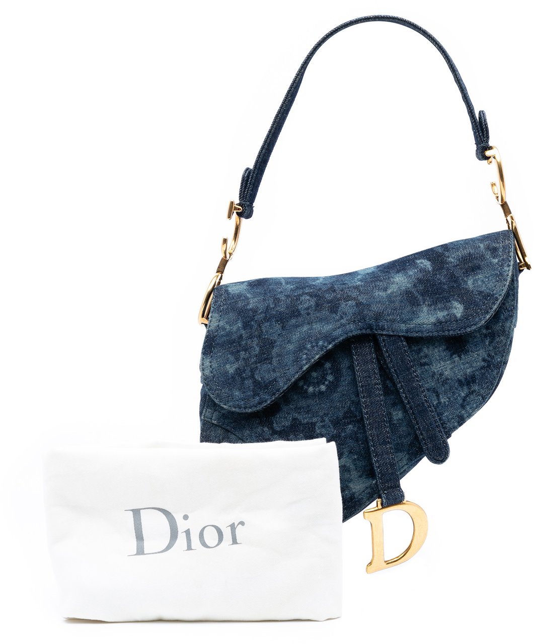 Dior Denim Tie Dye Saddle Bag Blauw
