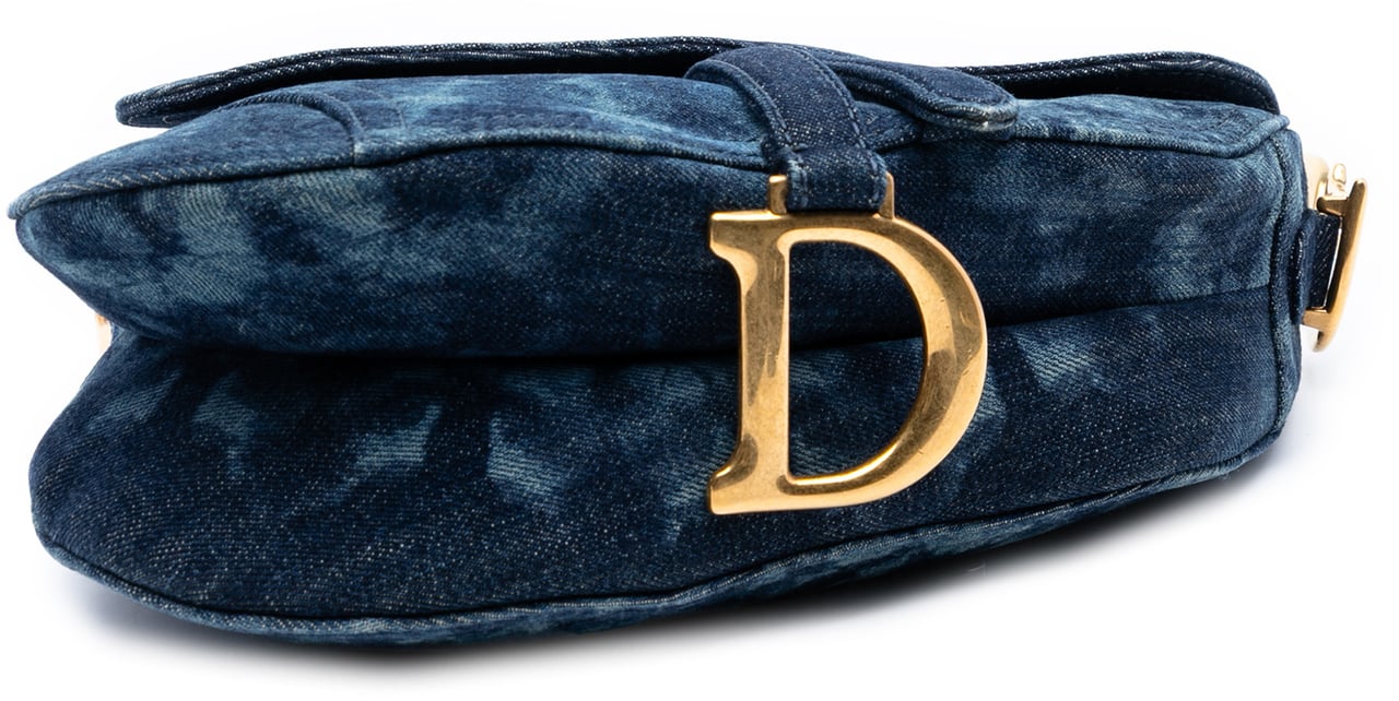 Dior Denim Tie Dye Saddle Bag Blauw