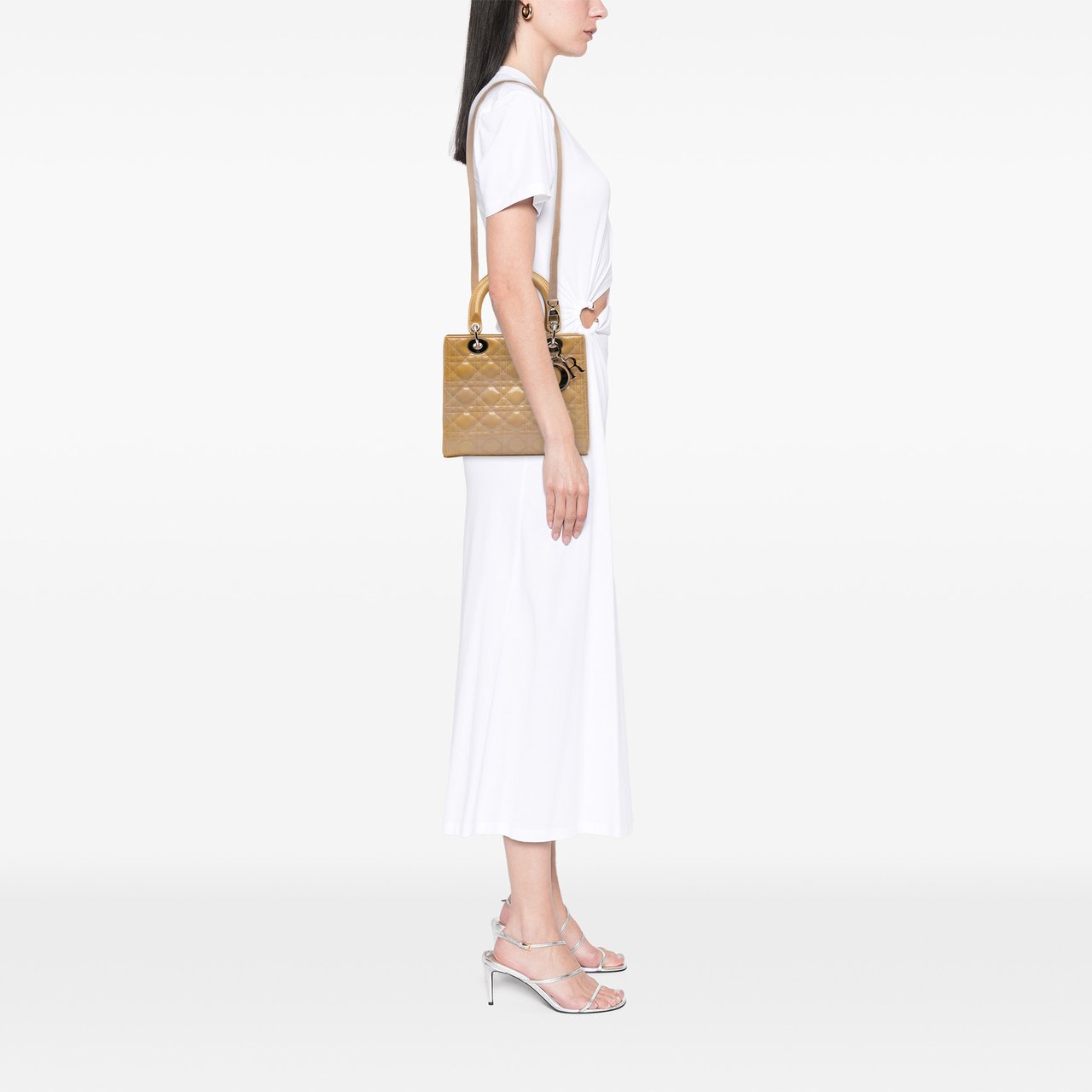 Dior Medium Patent Cannage Lady Dior Bruin