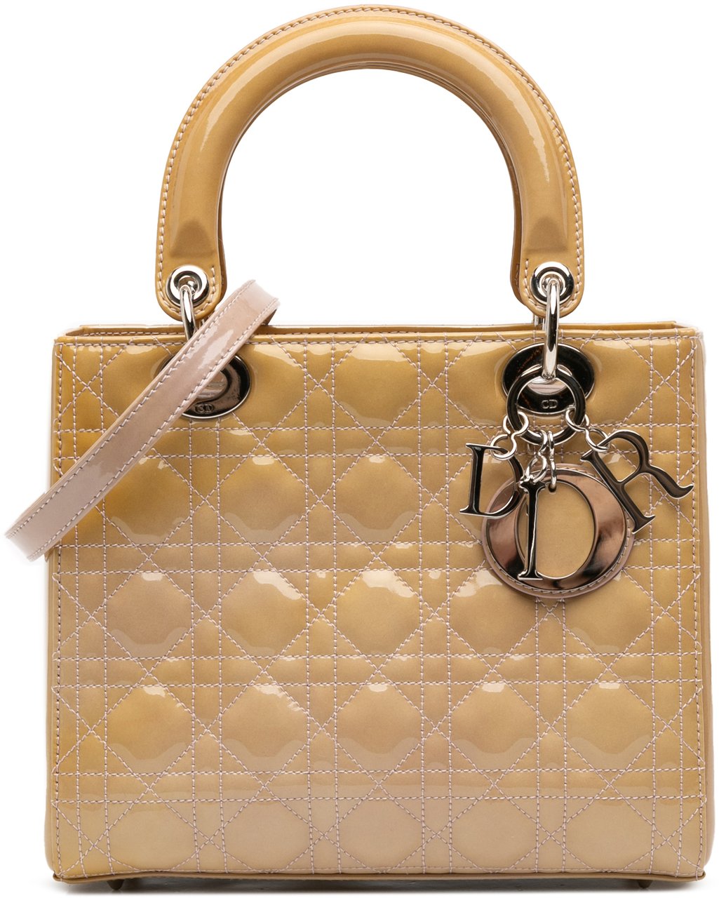 Dior Medium Patent Cannage Lady Dior Bruin