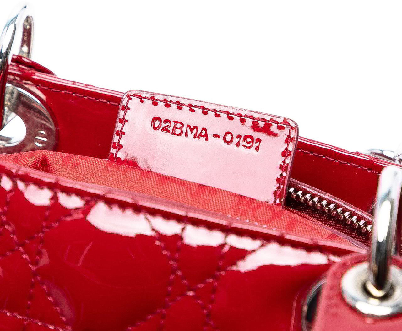 Dior Medium Patent Cannage Lady Dior Rood