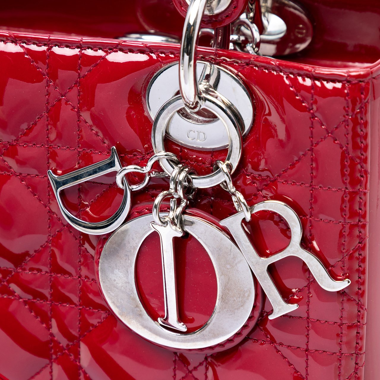 Dior Medium Patent Cannage Lady Dior Rood