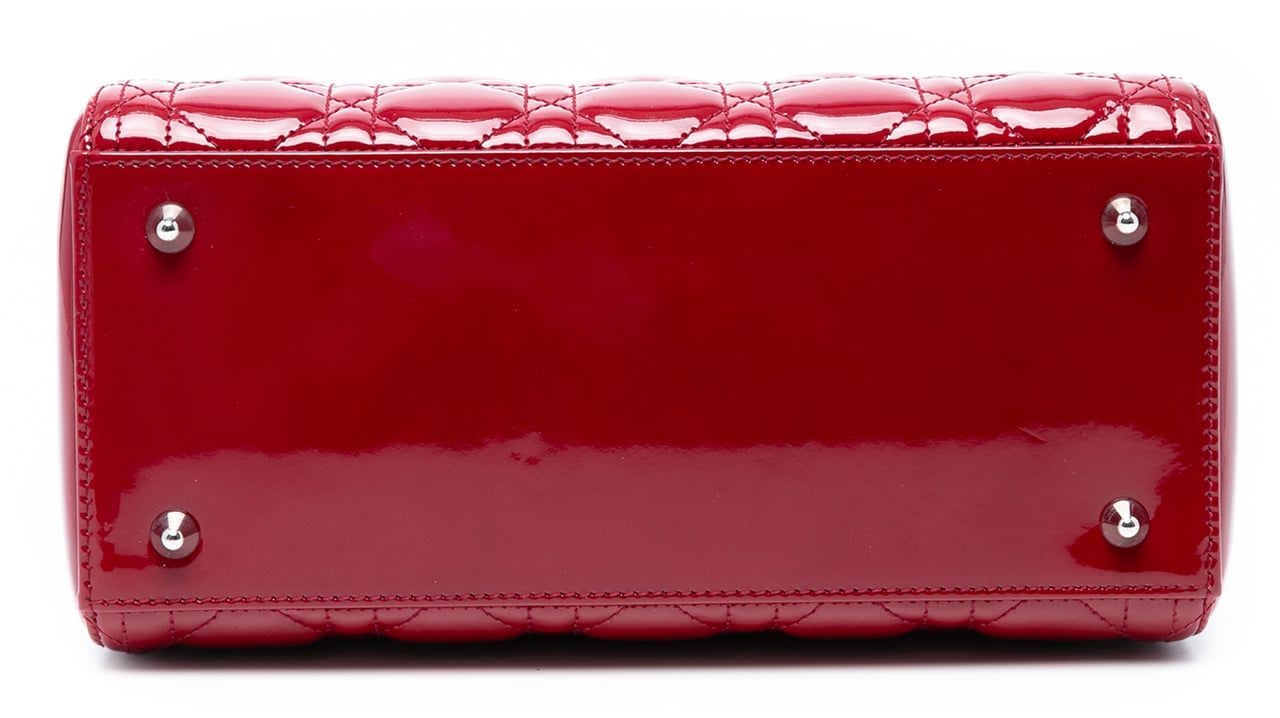 Dior Medium Patent Cannage Lady Dior Rood