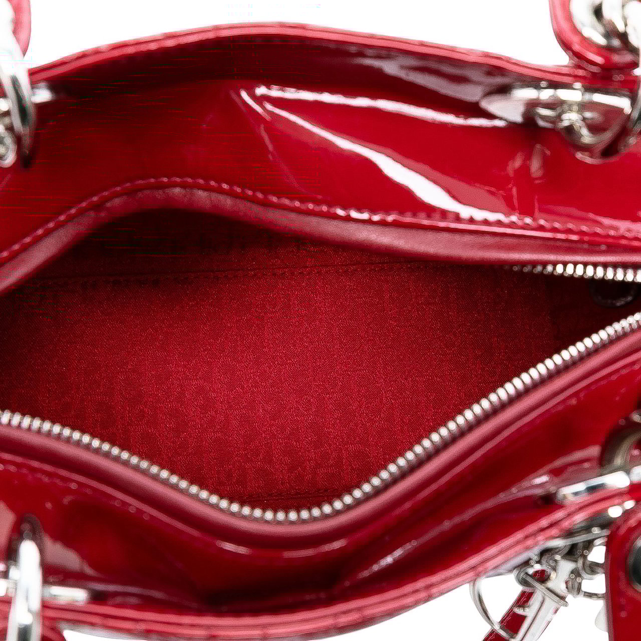 Dior Medium Patent Cannage Lady Dior Rood