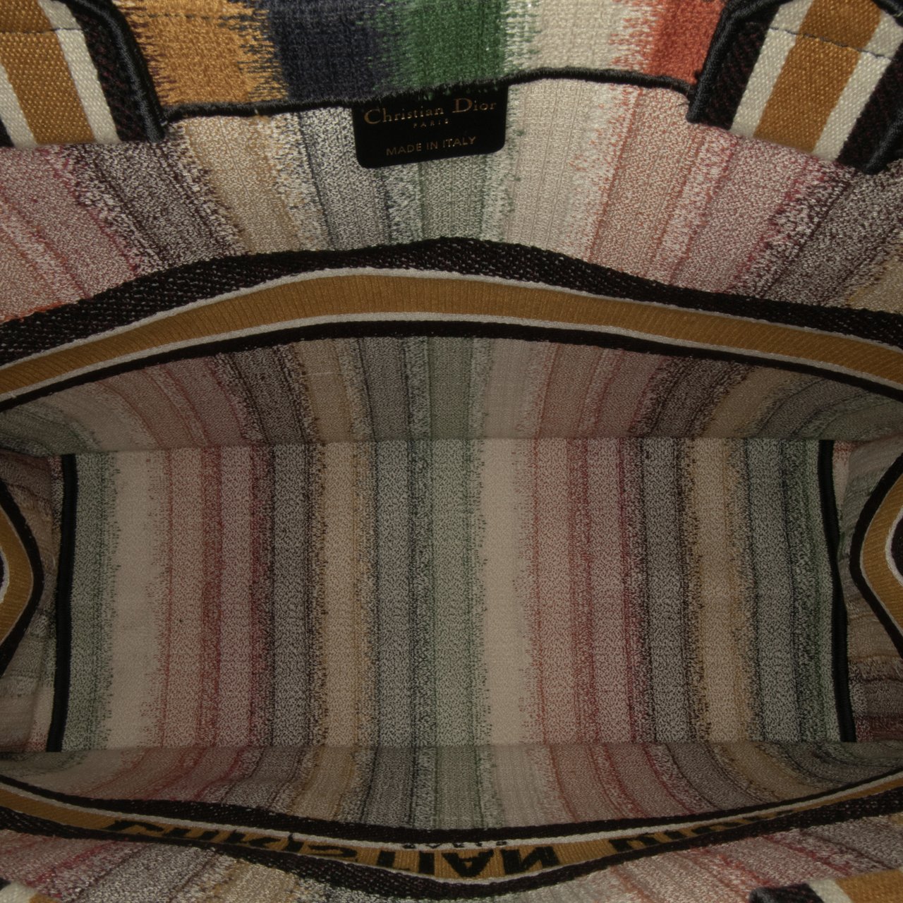 Dior Large Striped Book Tote Geel