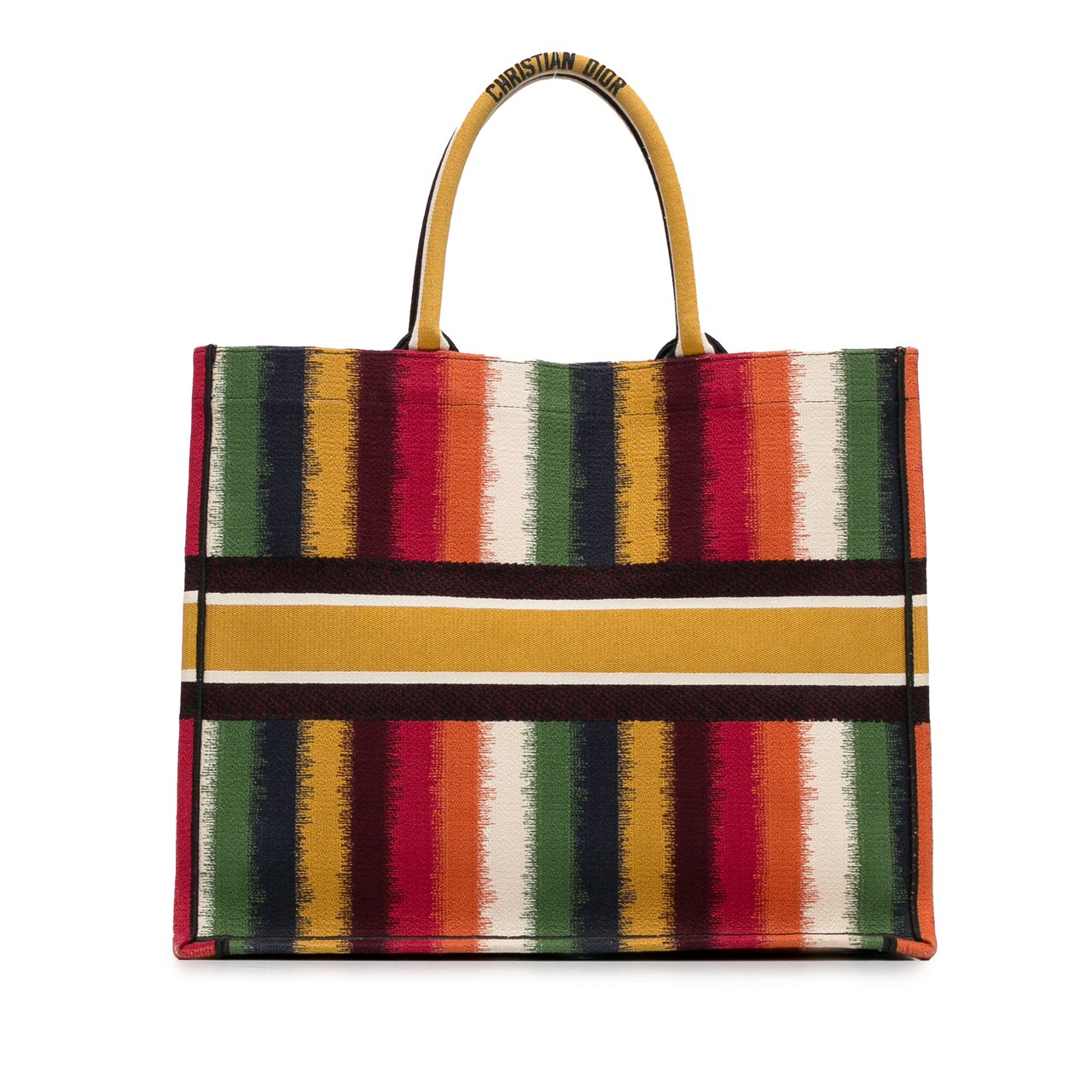 Dior Large Striped Book Tote Geel