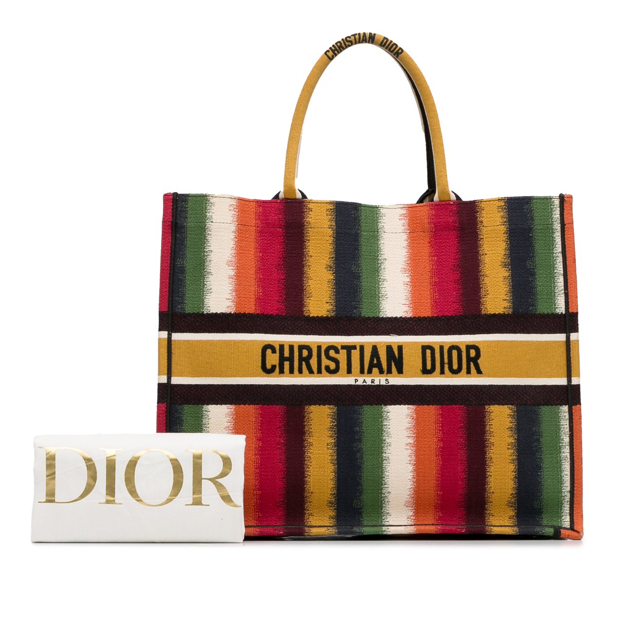 Dior Large Striped Book Tote Geel