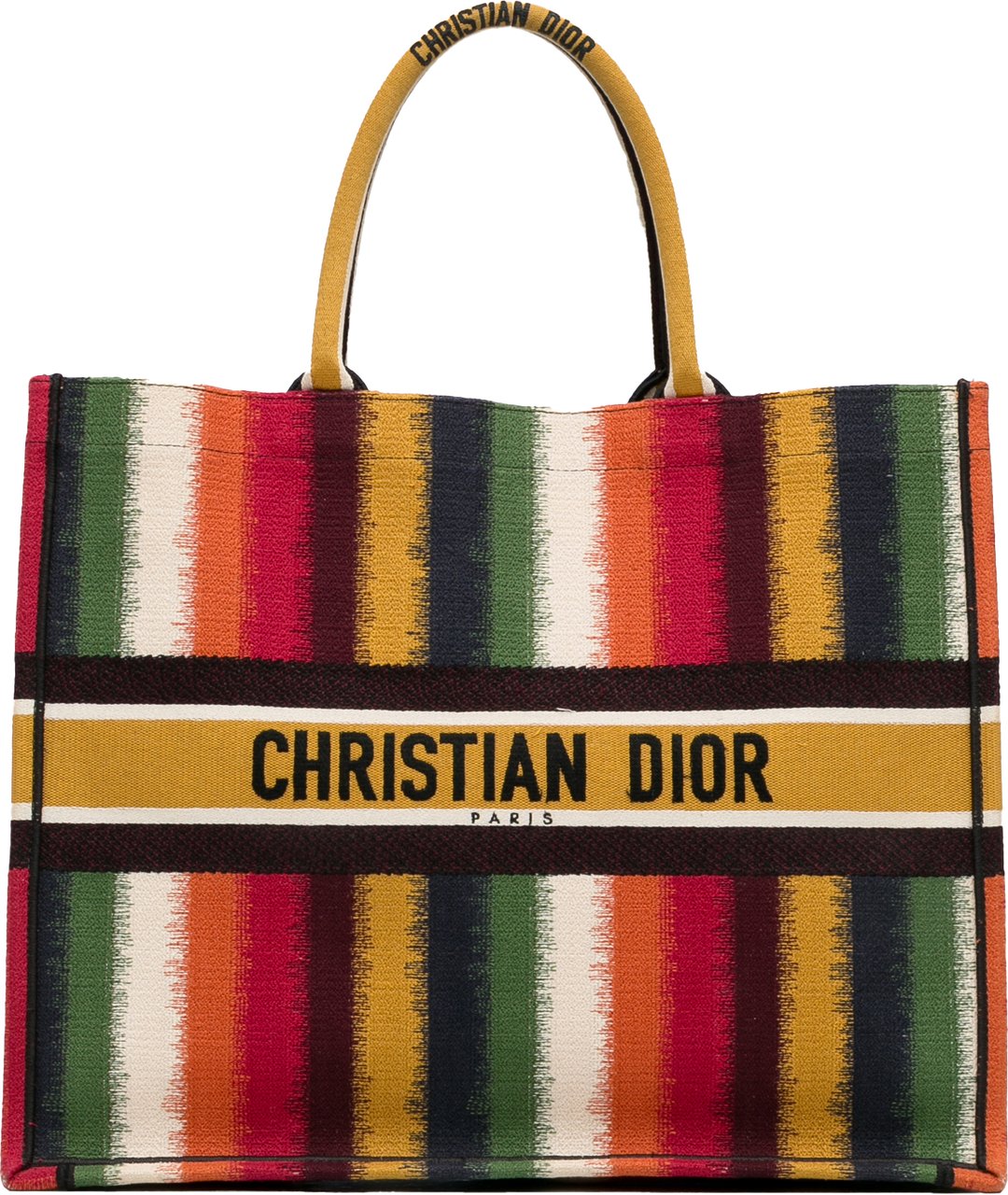 Dior Large Striped Book Tote Geel