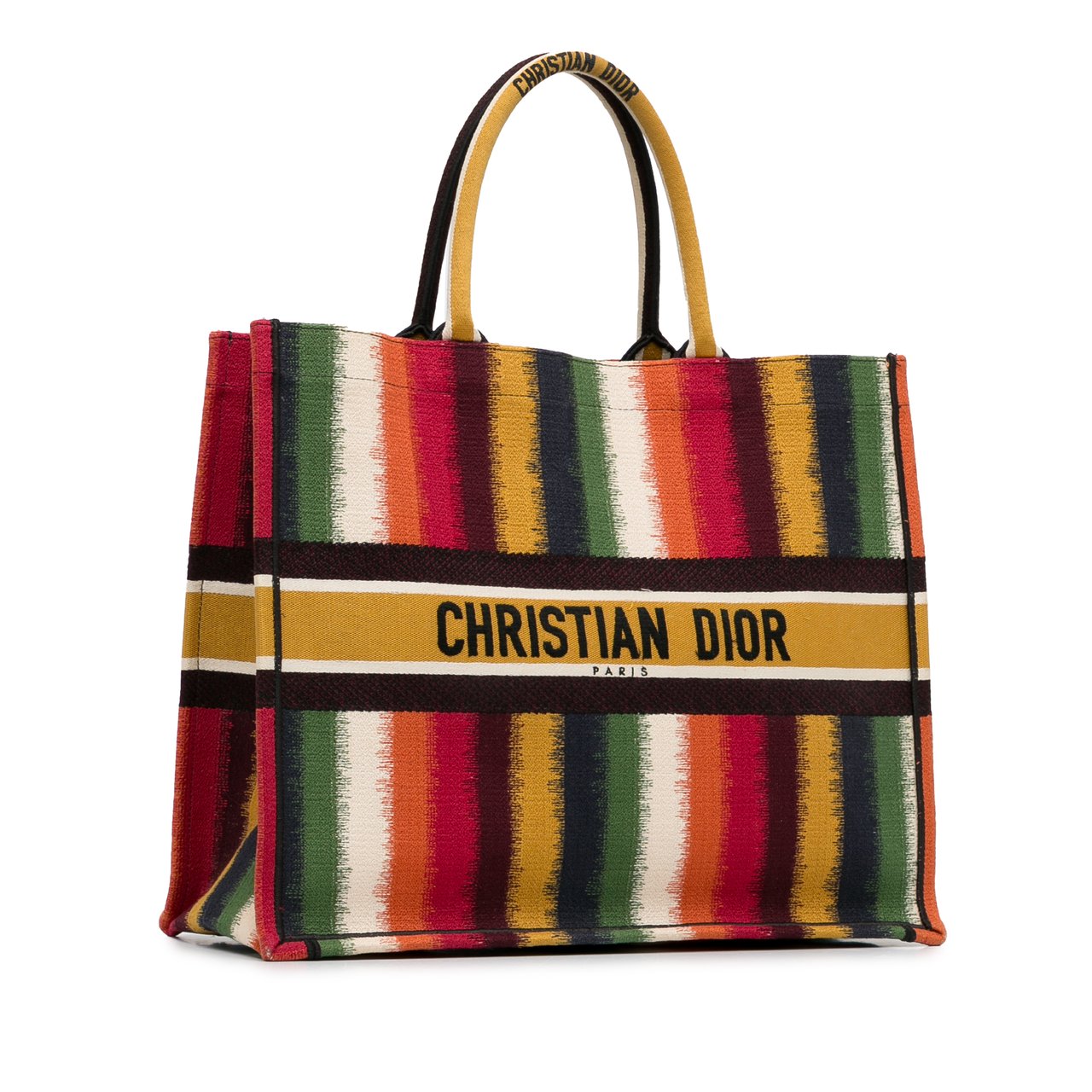 Dior Large Striped Book Tote Geel