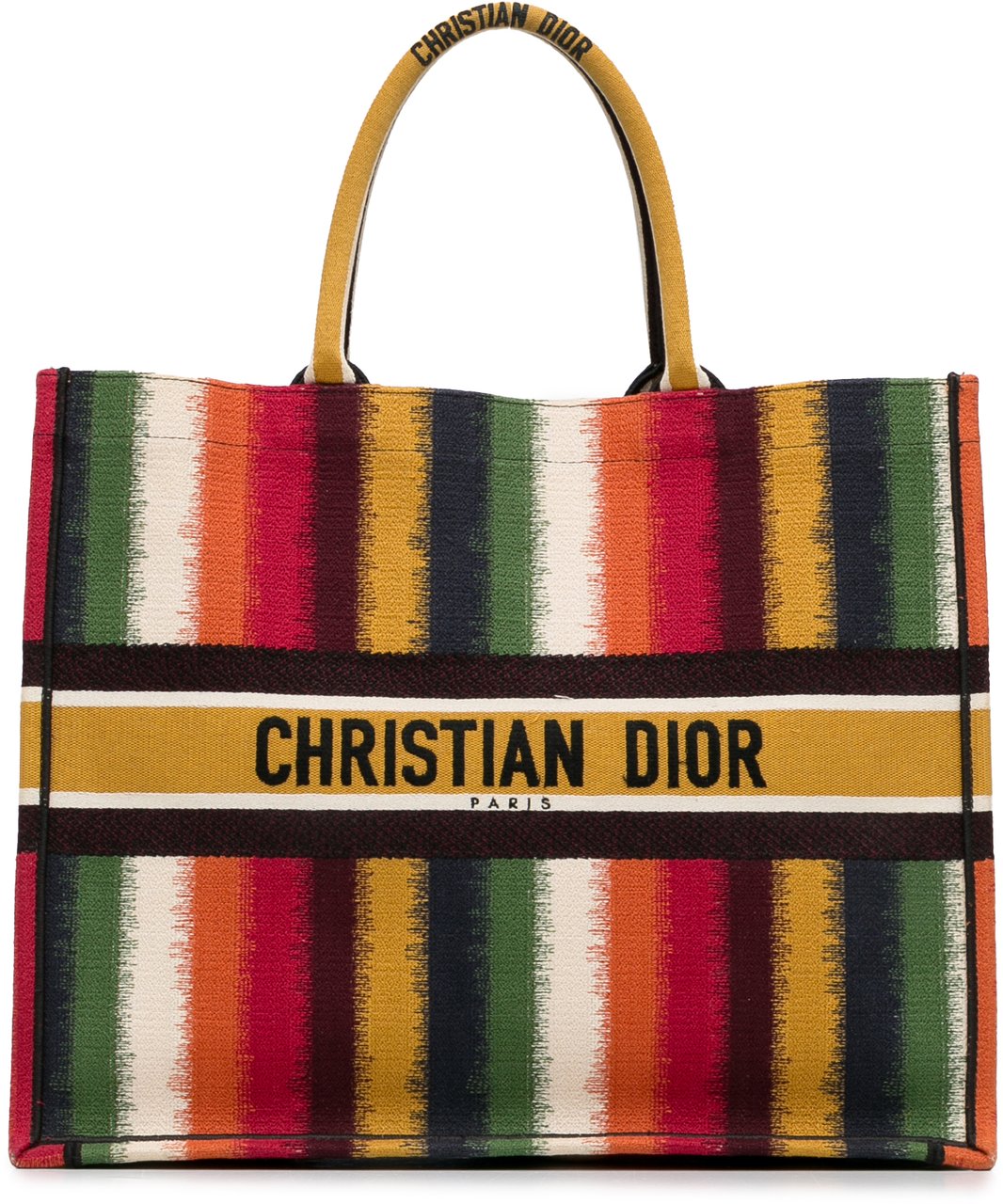 Dior Large Striped Book Tote Geel